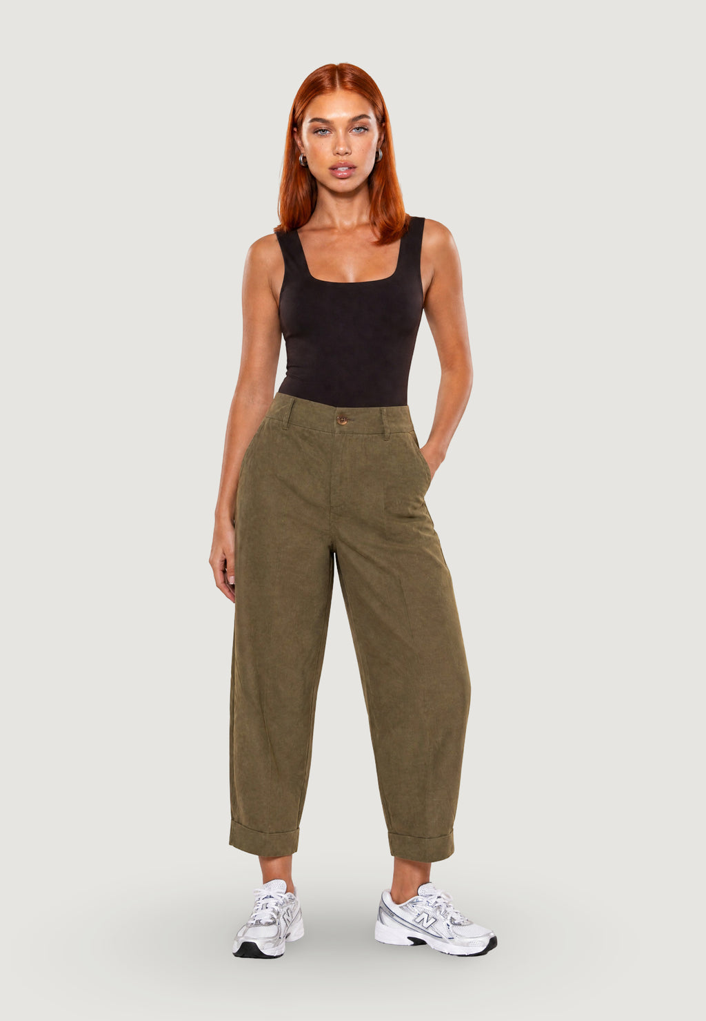 Pantaloni cropped I am Pantaloni Cotone Risvolto