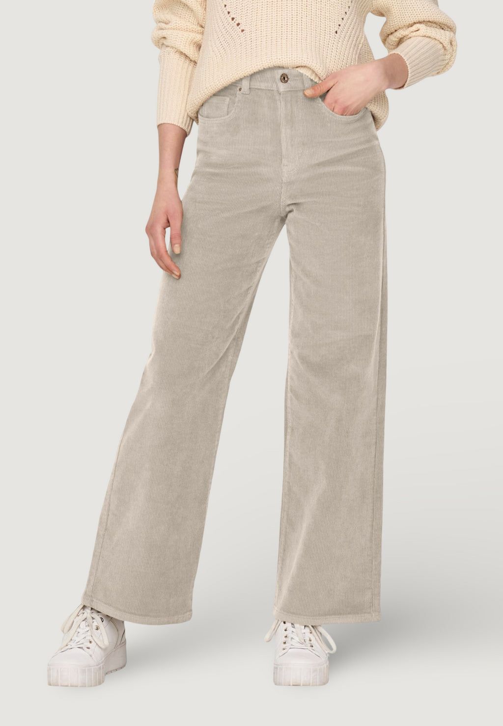 Cropped trousers Only ONLHOPE GLOBAL EX HW WIDE CORD PNT NOOS