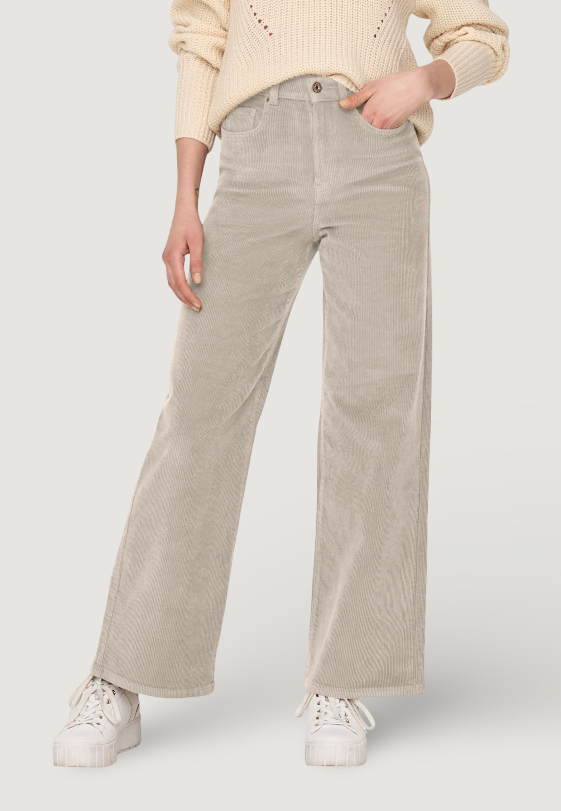 Cropped trousers Only ONLHOPE GLOBAL EX HW WIDE CORD PNT NOOS