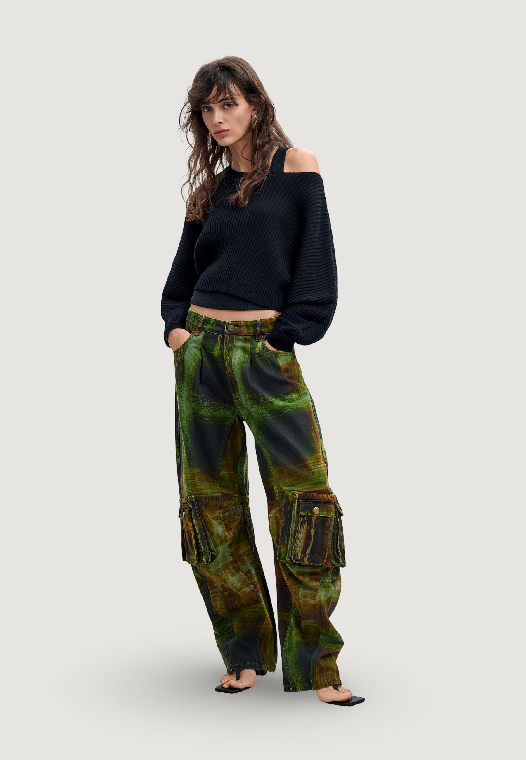 Pantaloni regular Desigual PANT_GREEN CHECKS_LAC