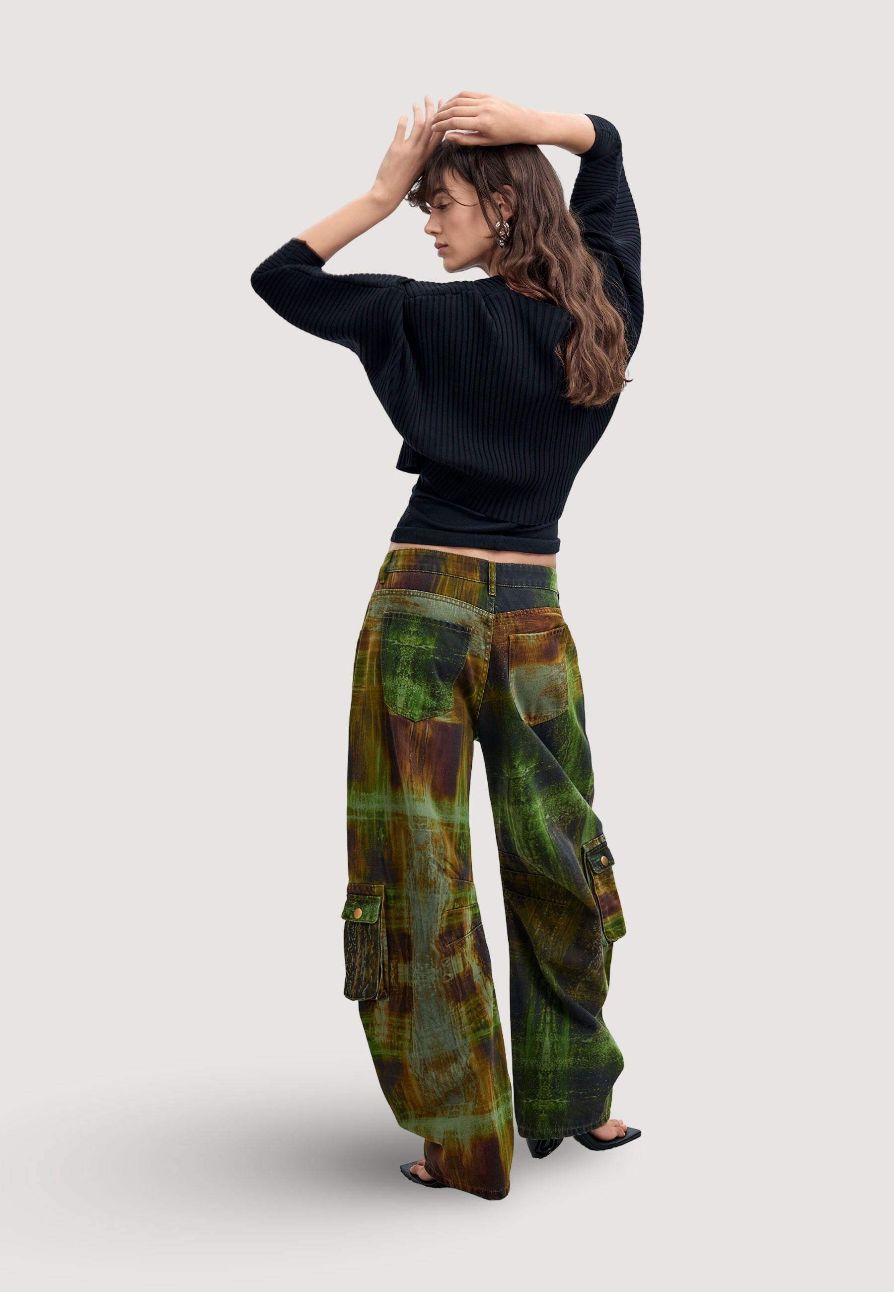 Pantaloni regular Desigual PANT_GREEN CHECKS_LAC