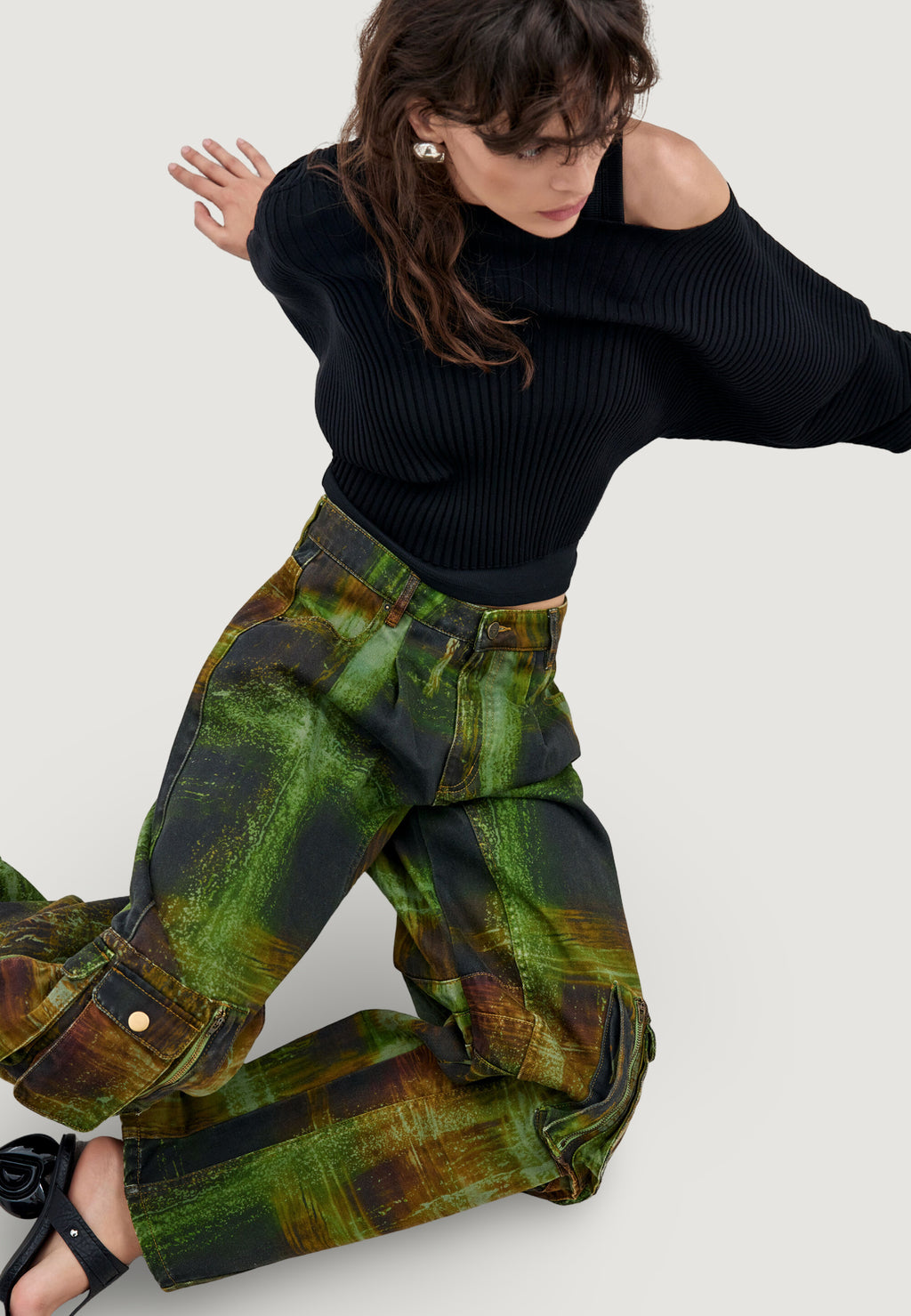 Pantaloni regular Desigual PANT_GREEN CHECKS_LAC