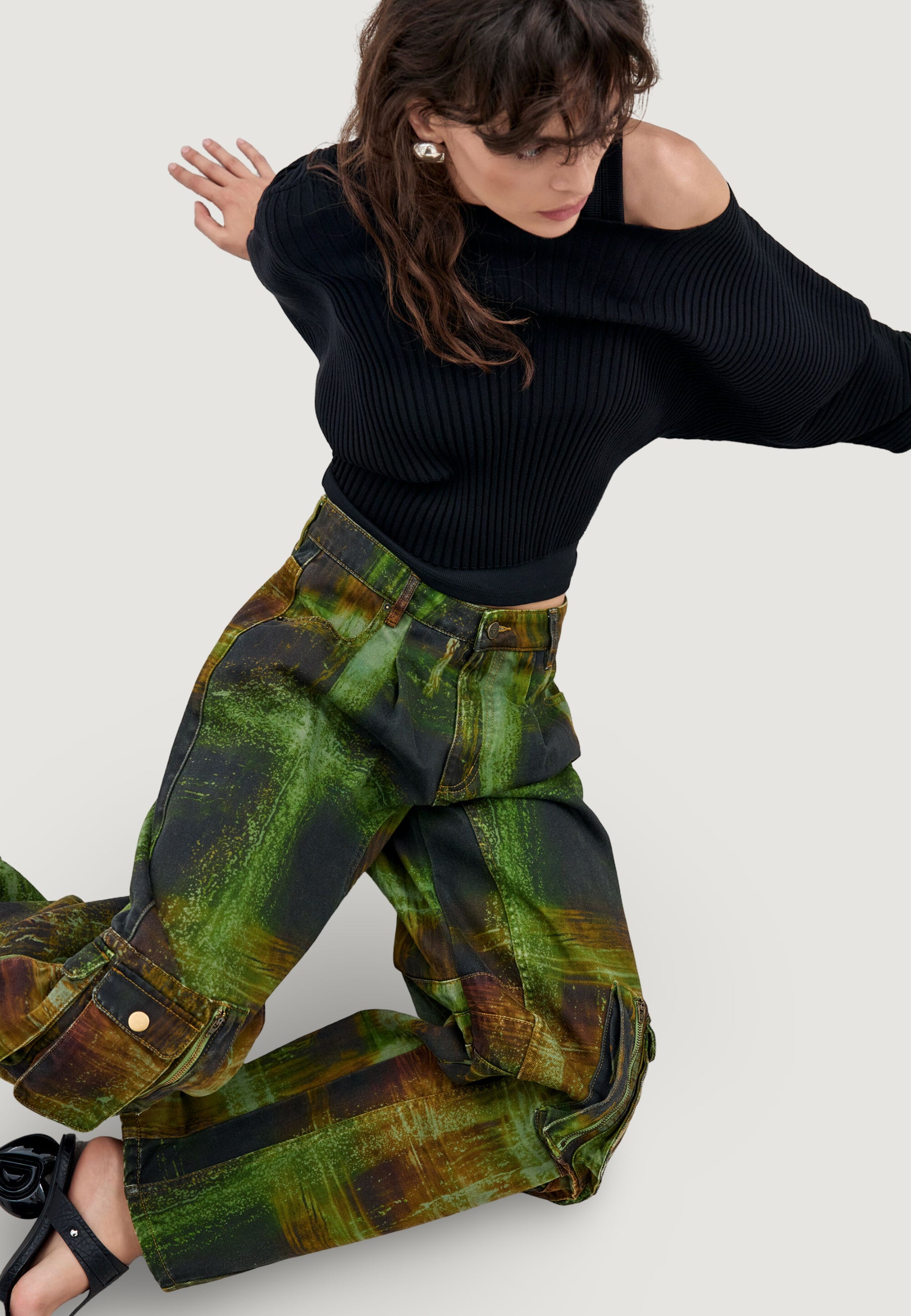 Pantaloni regular Desigual PANT_GREEN CHECKS_LAC