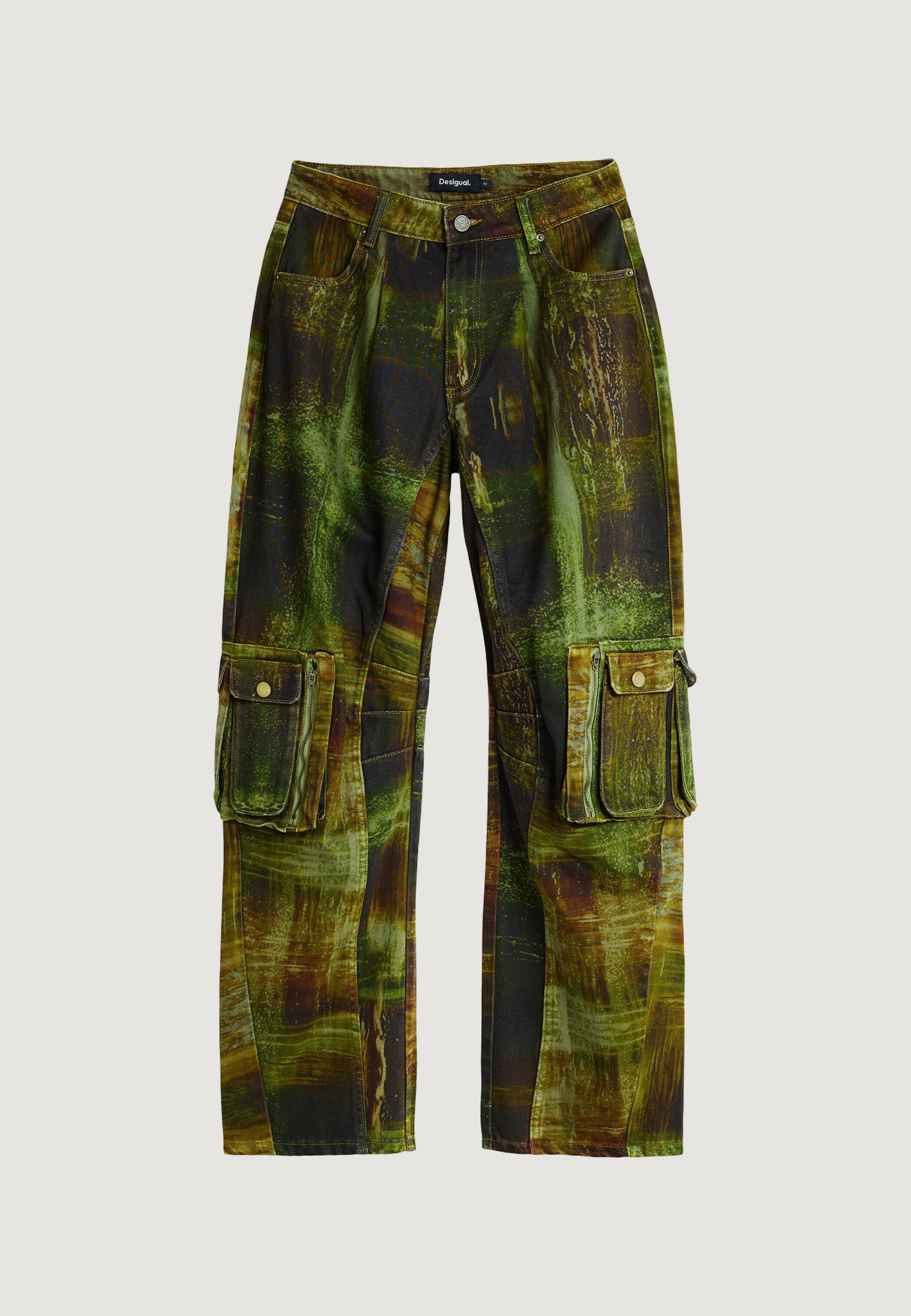 Pantaloni regular Desigual PANT_GREEN CHECKS_LAC