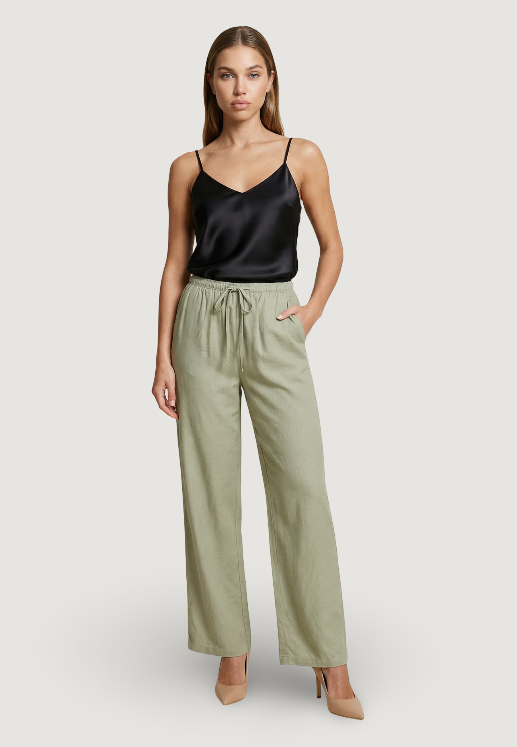 Pantaloni regular Jacqueline de Yong Jdycaya Linen Mw Pant Wvn Dia