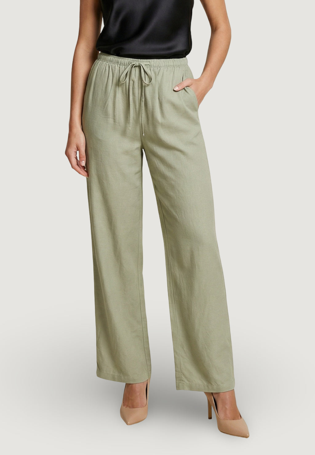 Pantaloni regular Jacqueline de Yong Jdycaya Linen Mw Pant Wvn Dia