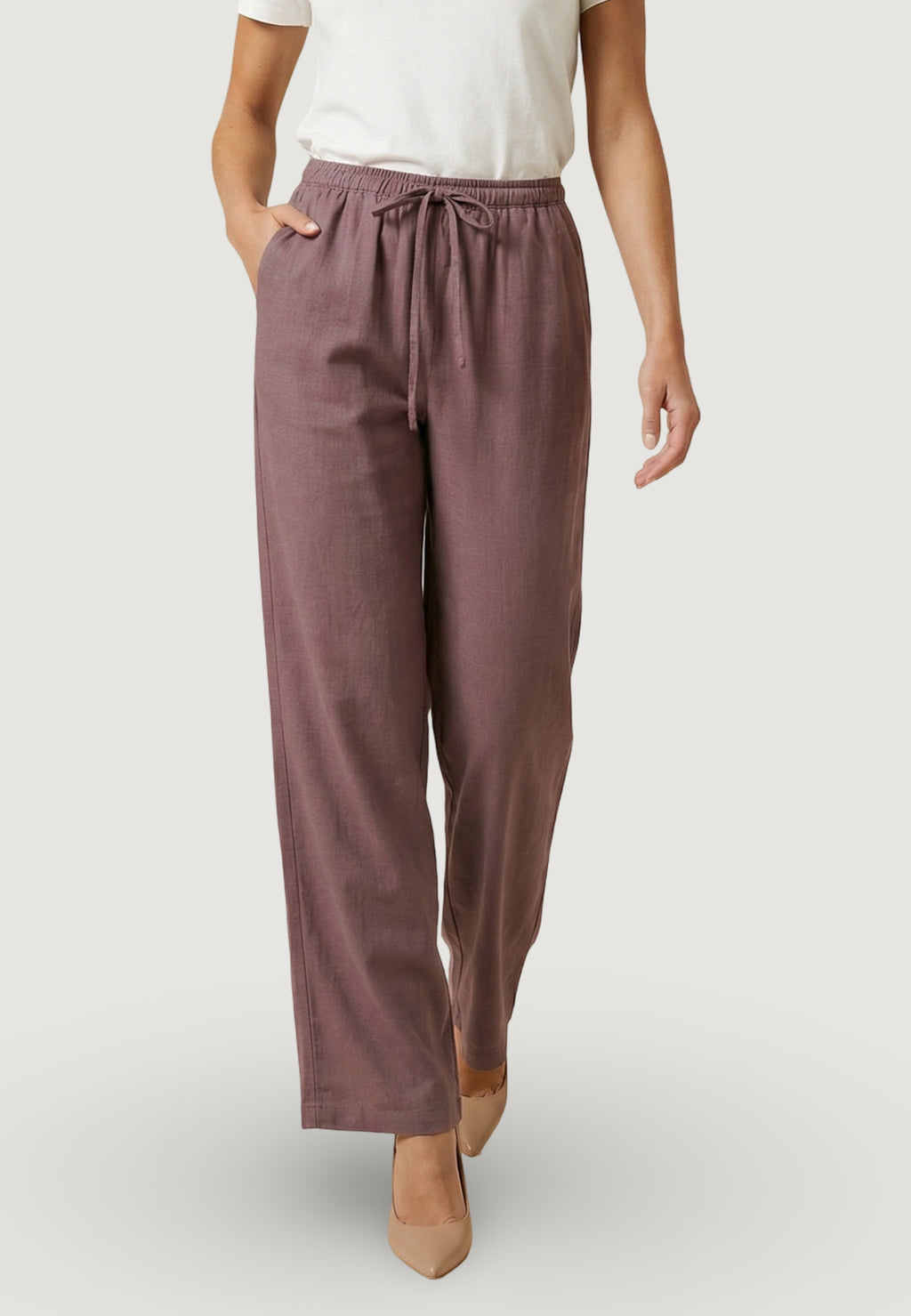 Pantaloni regular Jacqueline de Yong Jdycaya Linen Mw Pant Wvn Dia