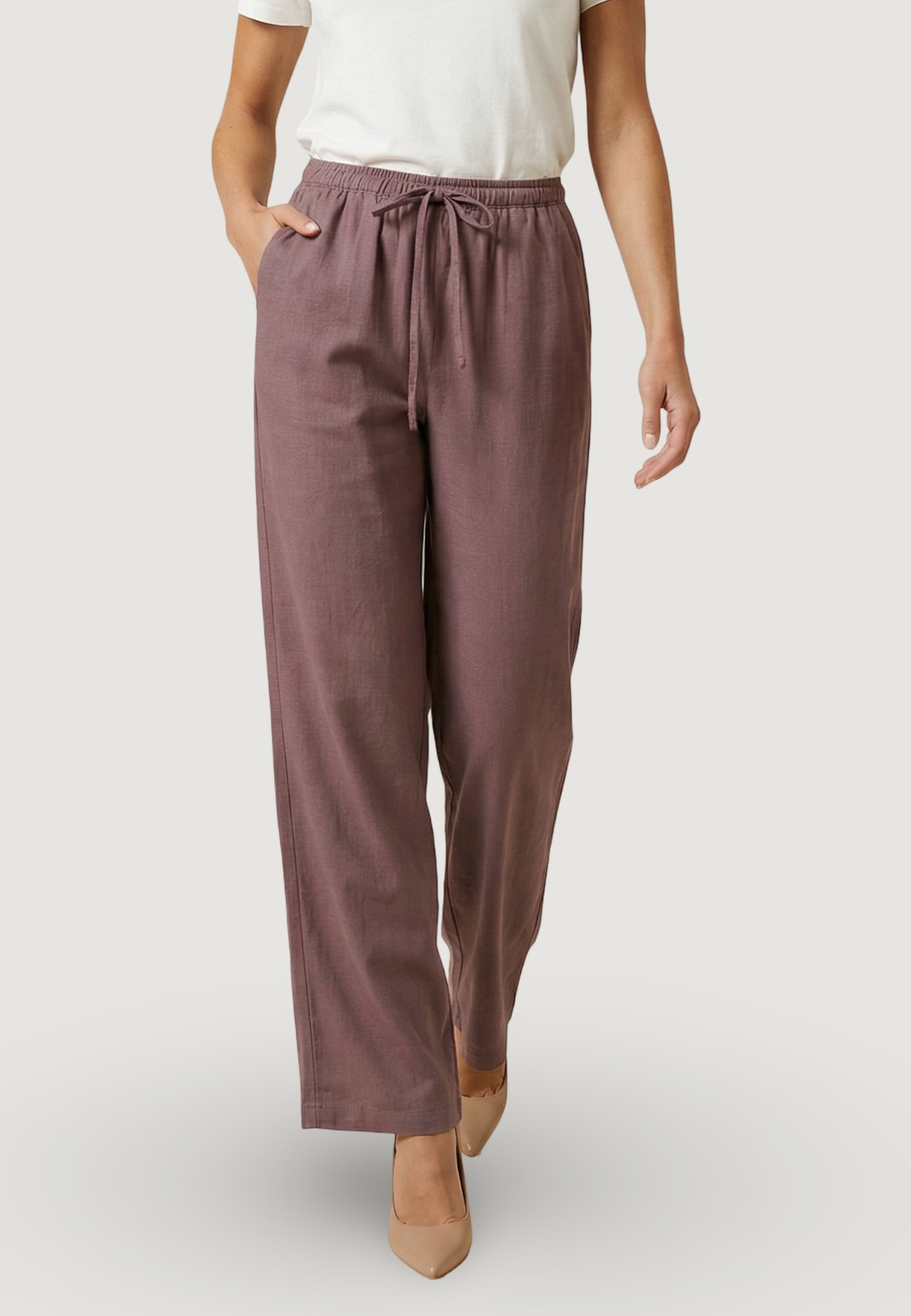 Pantaloni regular Jacqueline de Yong Jdycaya Linen Mw Pant Wvn Dia