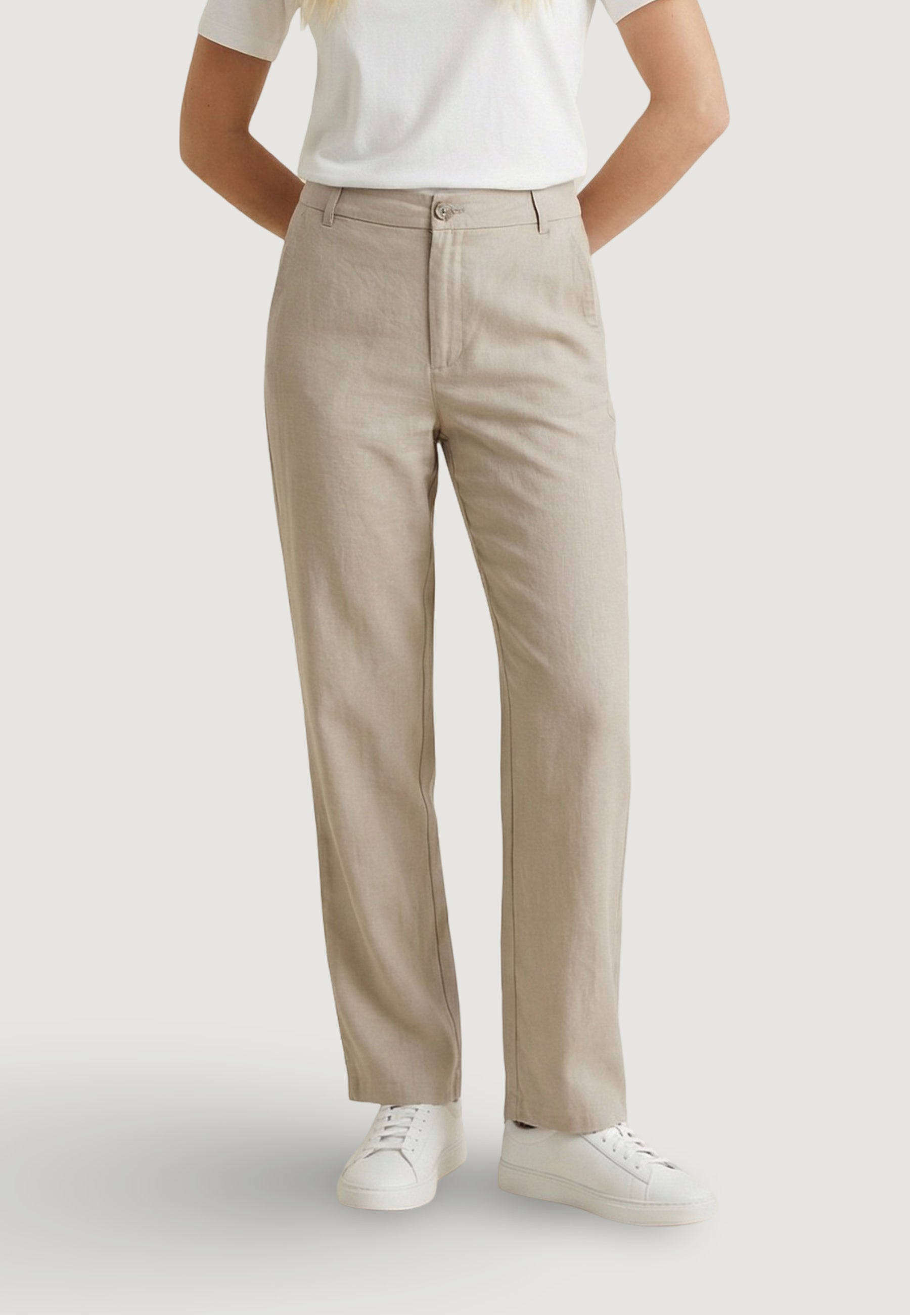 Pantaloni regular Only Onlaris Life Mw Straight Pants Wvn Cc