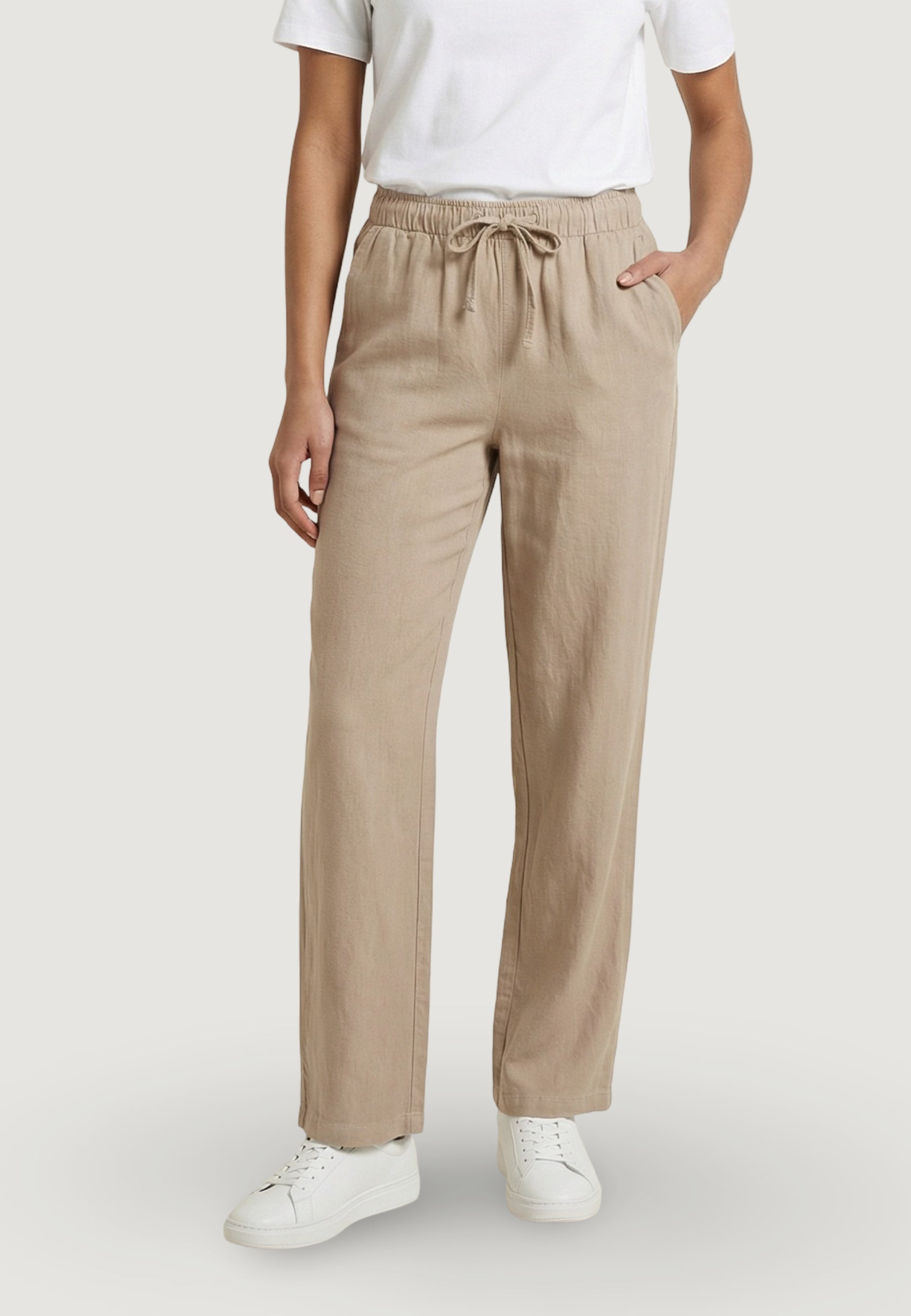 Pantaloni regular Only Onlgoa Mw Linen Bl Pull-Up Pant Cc Pnt