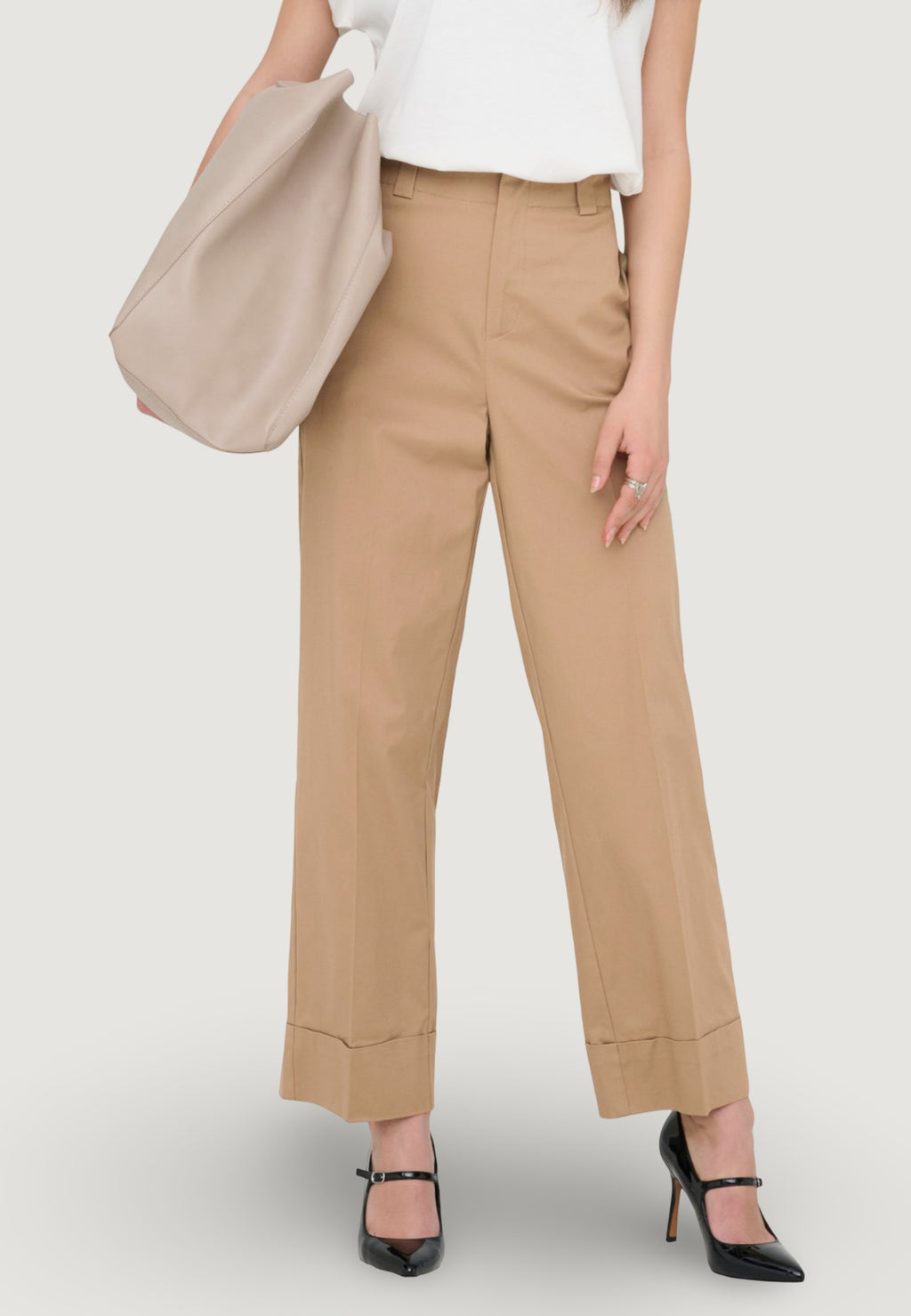 Pantaloni regular Only Onlrosalie Hw Crop Chino Cc Pnt