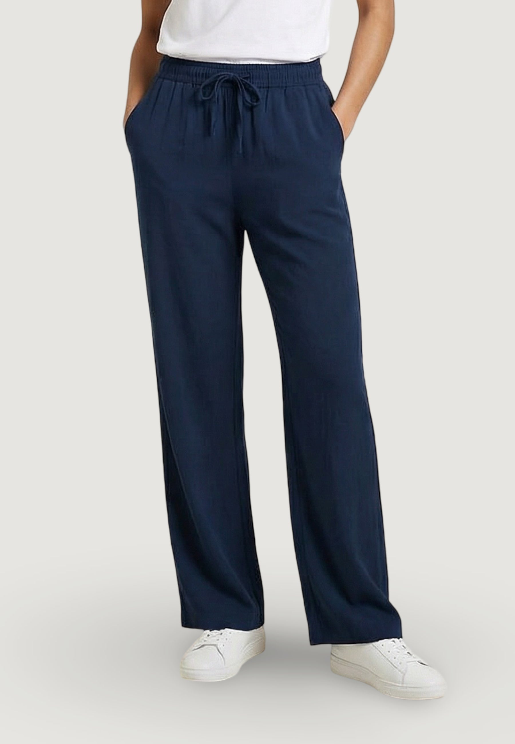 Pantaloni regular Only Onlgoa Mw Linen Bl Pull-Up Pant Cc Pnt