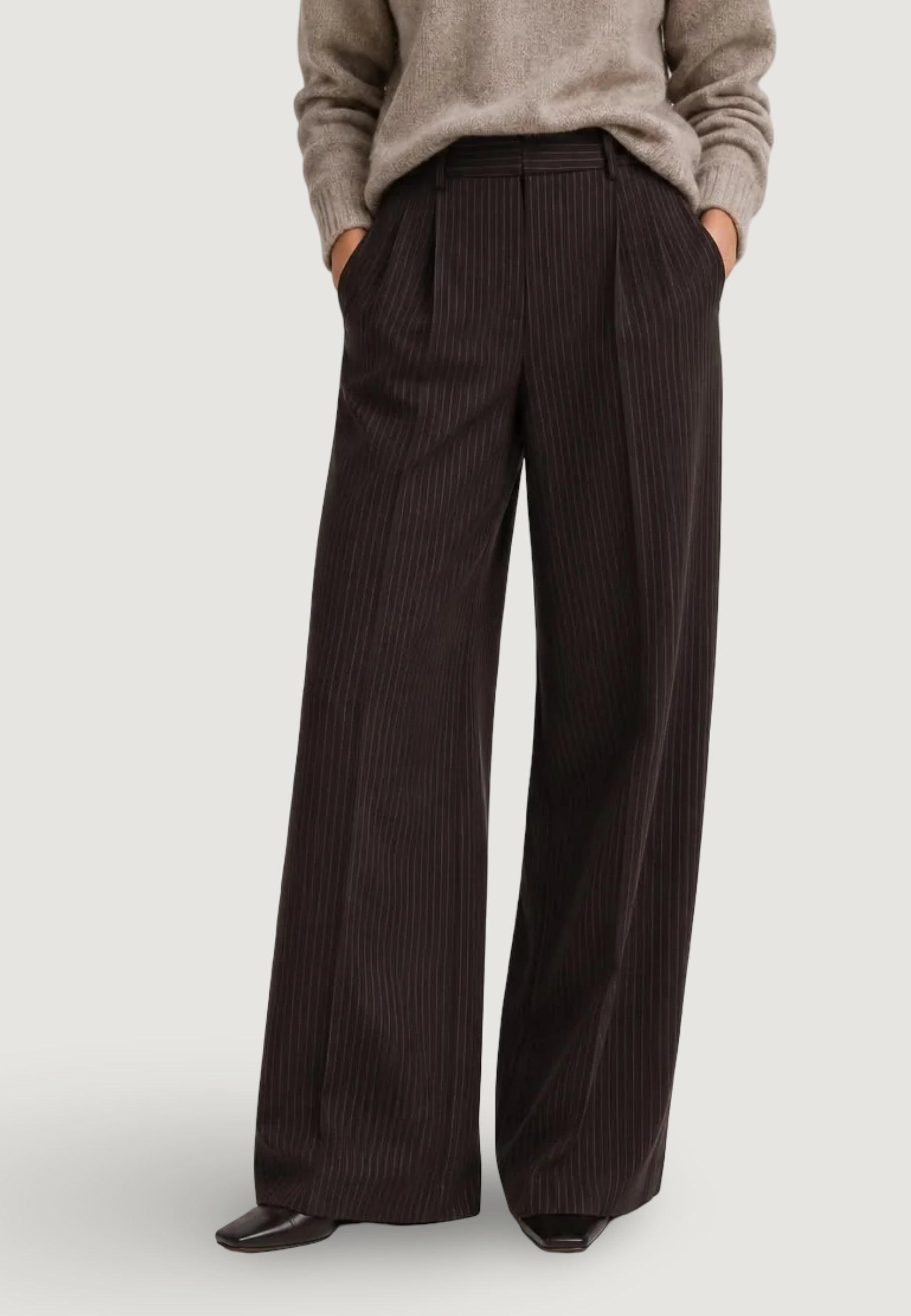 Pantaloni regular Only Onlzina Mw Wide Pinstripe Pant Tlr