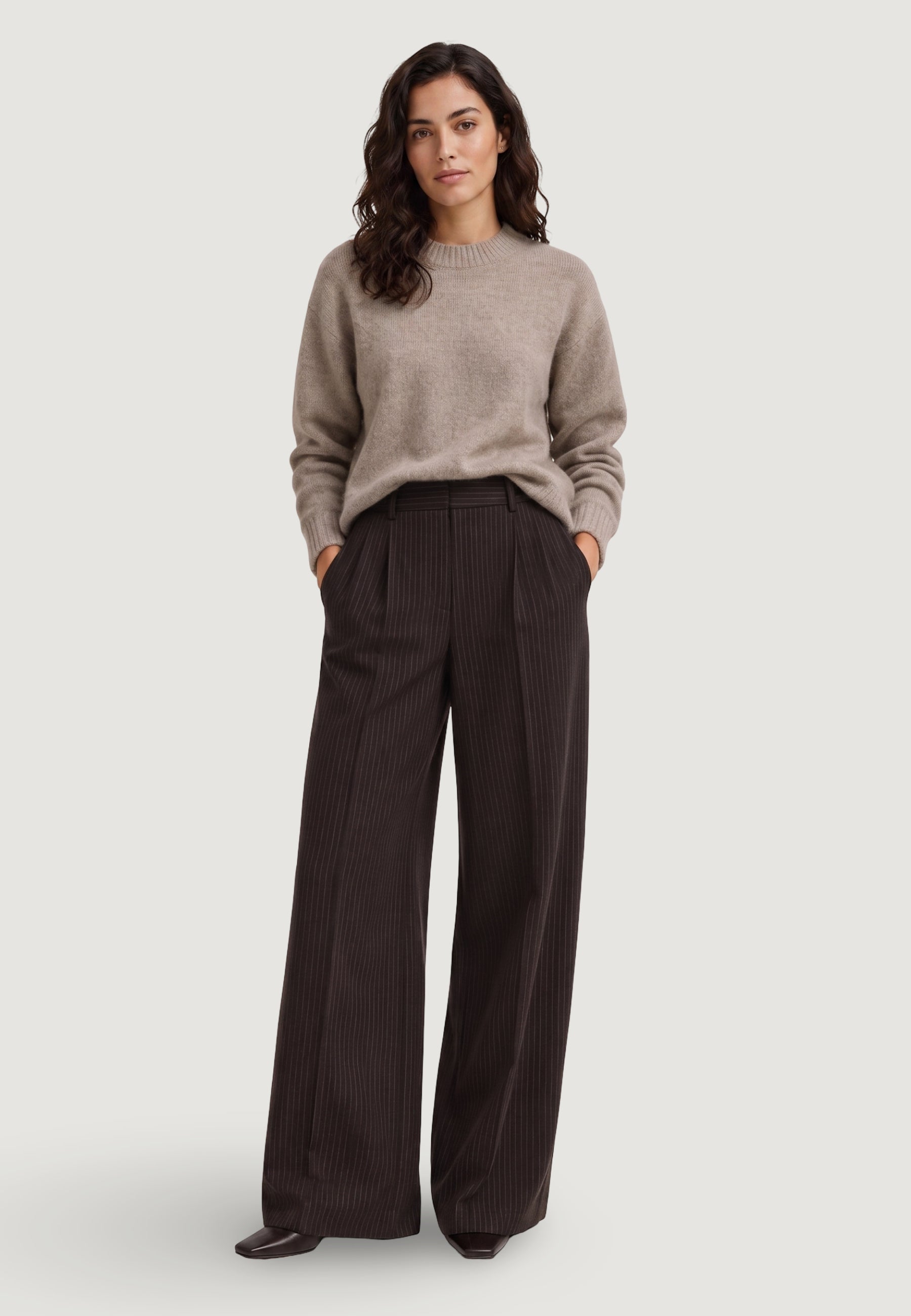 Pantaloni regular Only Onlzina Mw Wide Pinstripe Pant Tlr