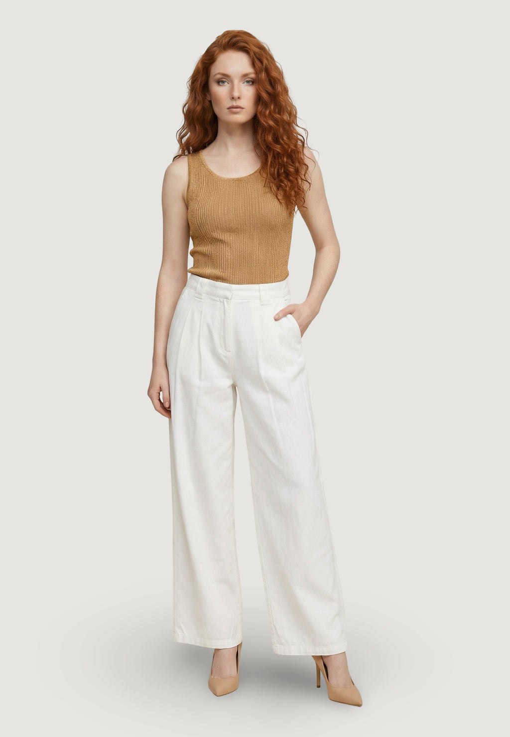 Pantaloni regular Only Onlsvea-Goa Mw Linen Bl Wide Cc Pnt