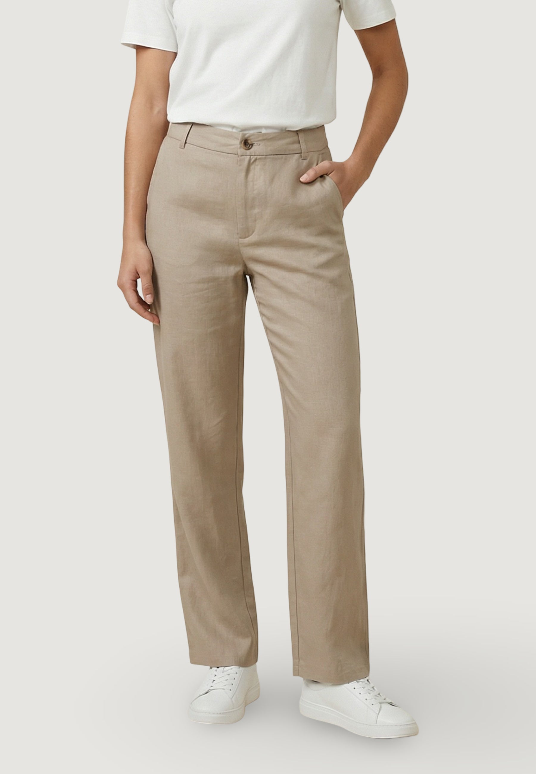 Pantaloni regular Only Onlaris Life Mw Straight Pants Wvn Cc