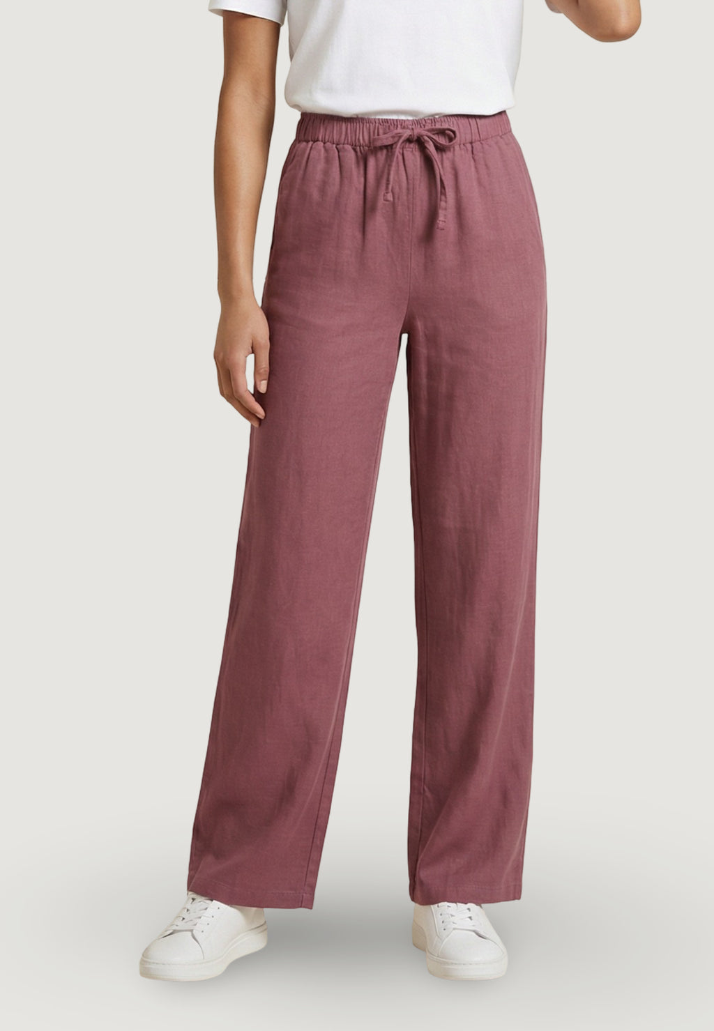 Pantaloni regular Only Onlgoa Mw Linen Bl Pull-Up Pant Cc Pnt