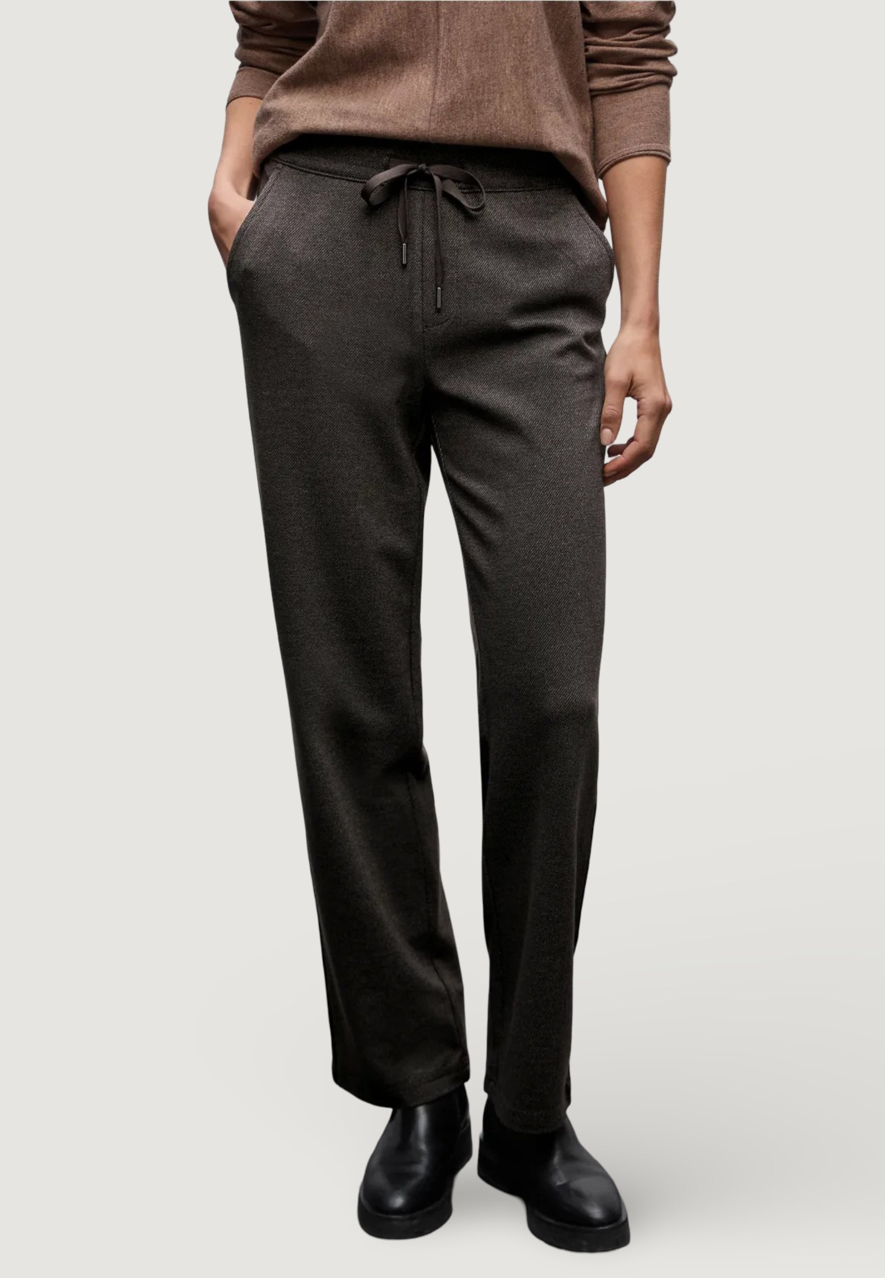Regular trousers Street One Straight Leg w. tape at sides