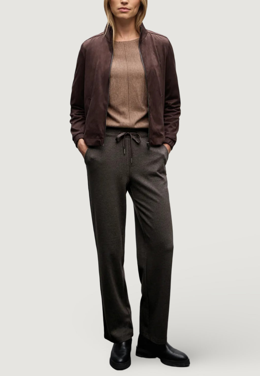 Regular trousers Street One Straight Leg w. tape at sides