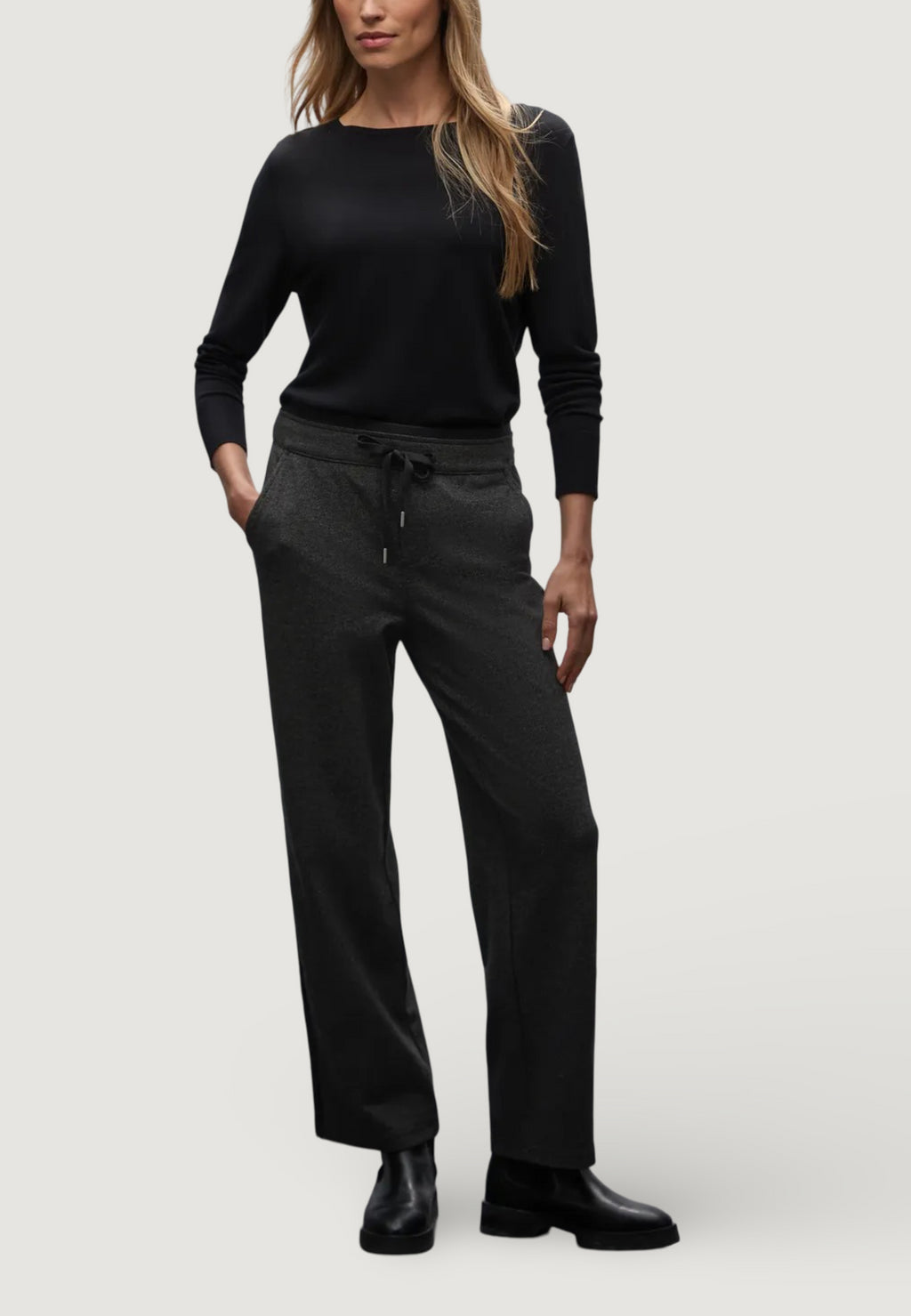 Regular trousers Street One Straight Leg w. tape at sides