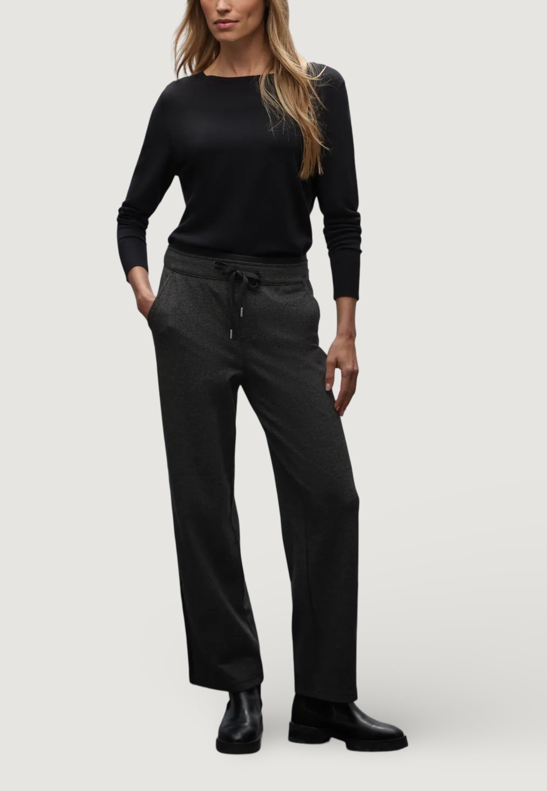 Regular trousers Street One Straight Leg w. tape at sides