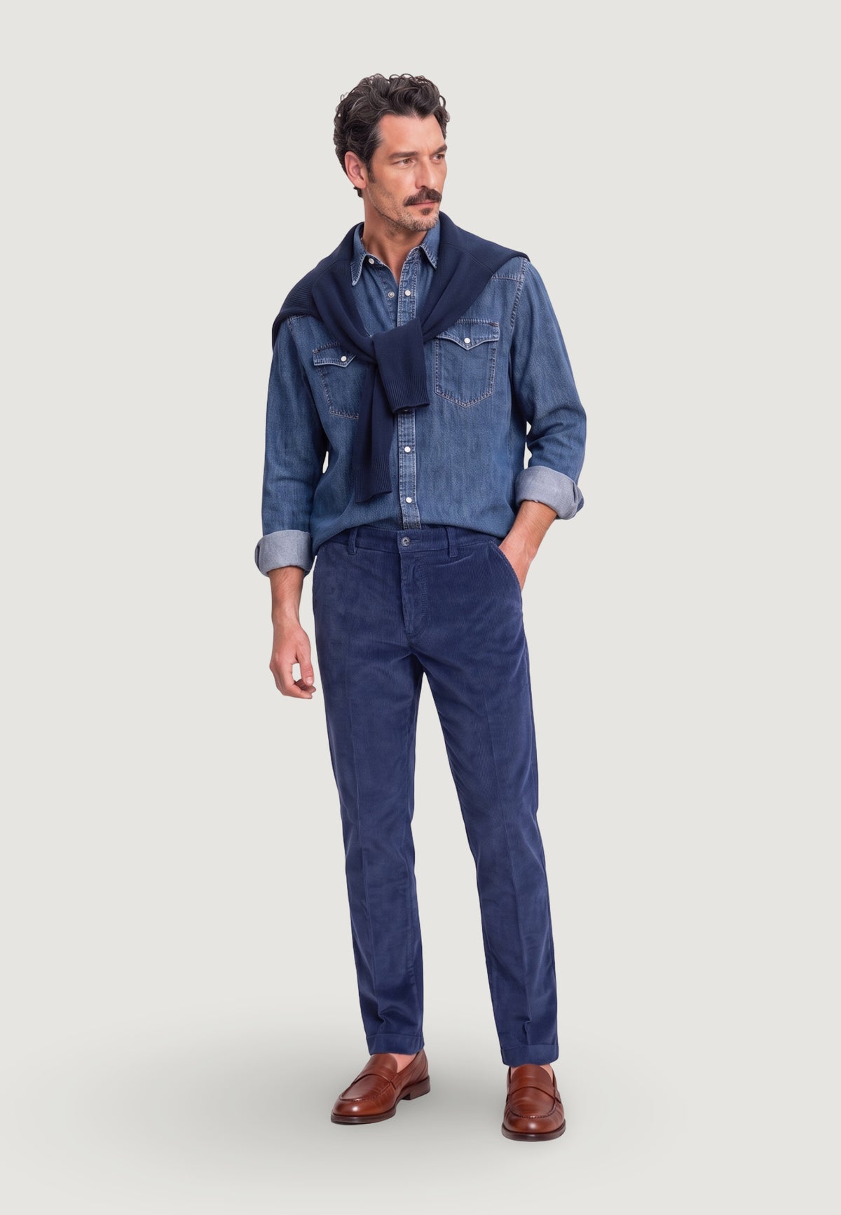 Pantaloni slim Borghese Aurelio - pantalone velluto a coste