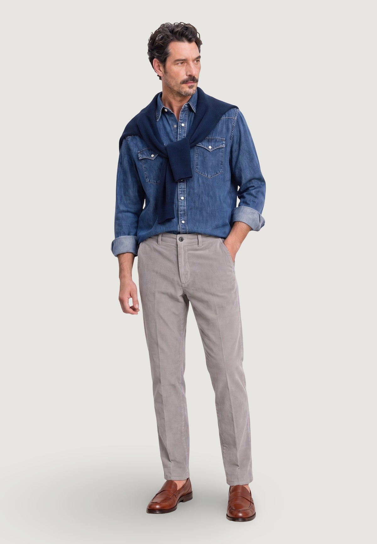 Pantaloni slim Borghese Aurelio - pantalone velluto a coste