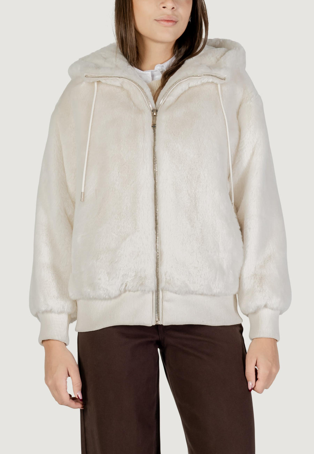 Pelliccia ecologica Guess LUCREZIA FAUX FUR LOGO JACKET