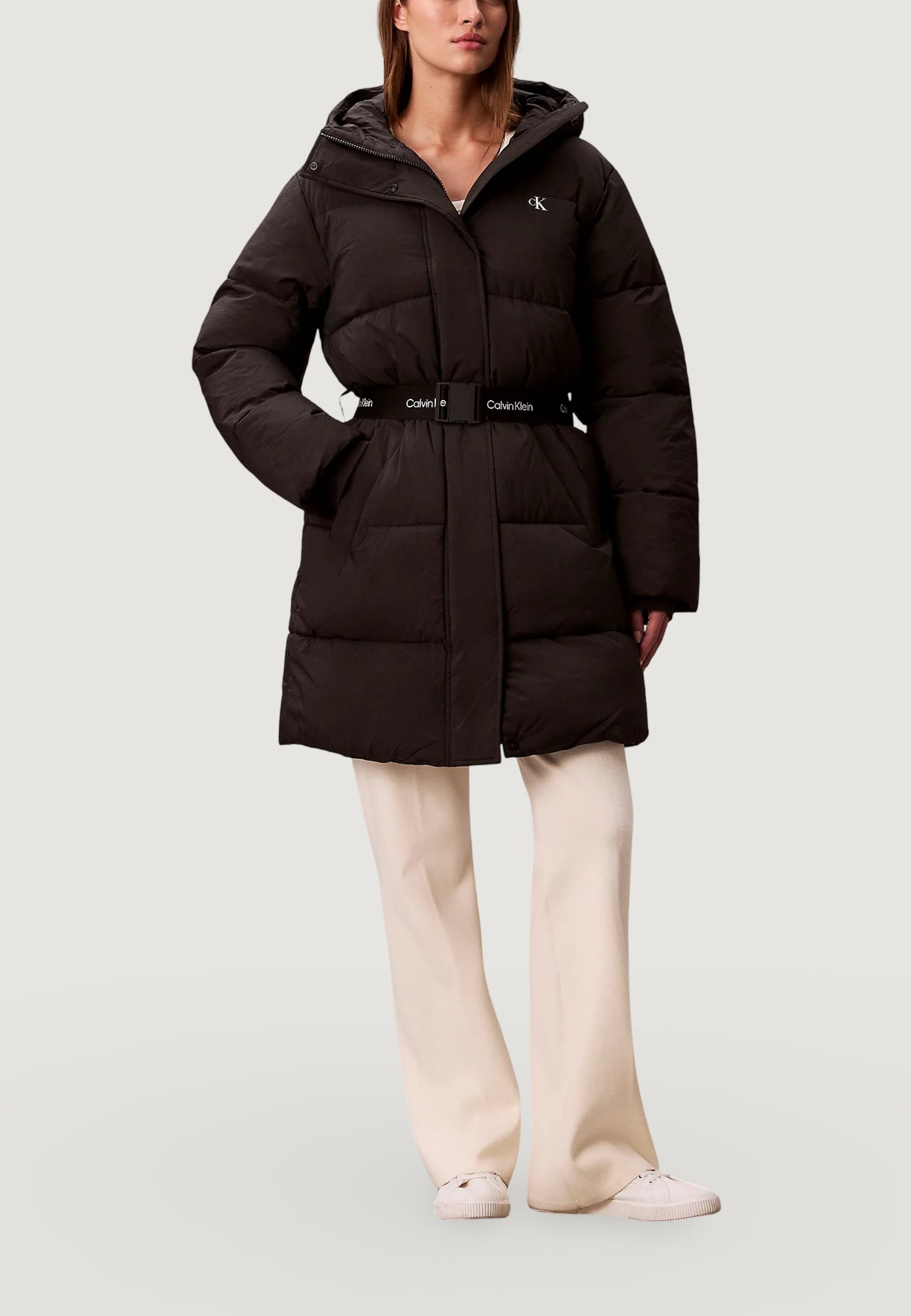 Down jacket Calvin Klein Jeans BELTED MIDWEIGHT LON