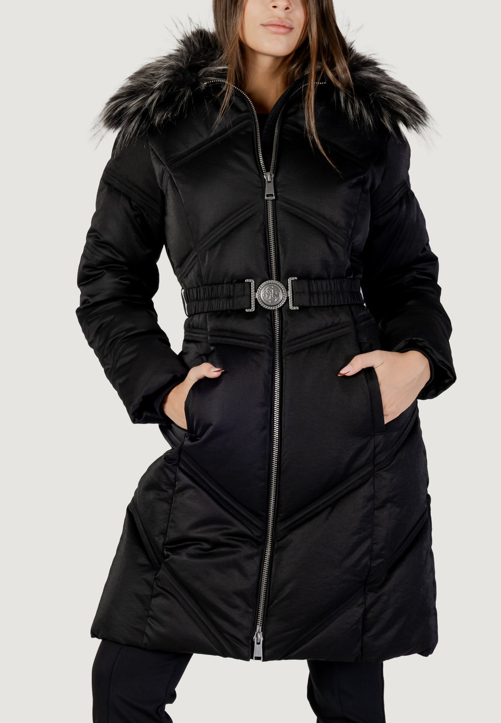 Down jacket Guess ALIENOR LONG BELTED PUFFER