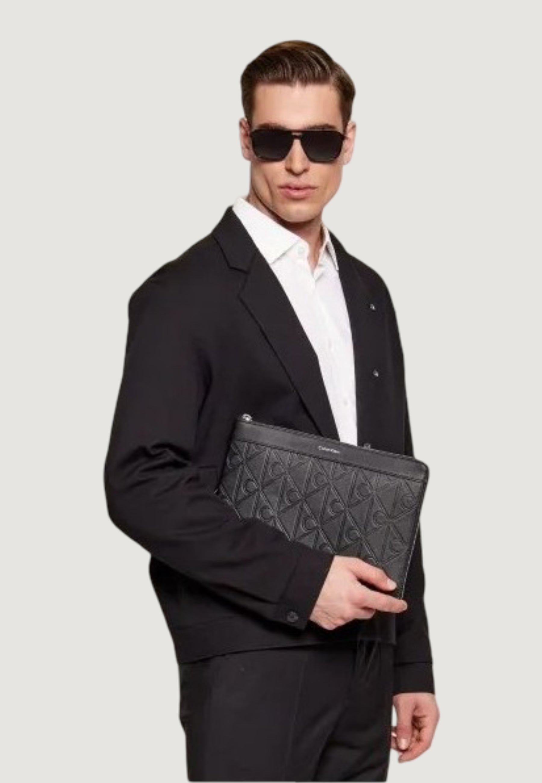 Pochette e beauty Calvin Klein XL EMBLEM AOP EMBOSS MEDIUM ZIP