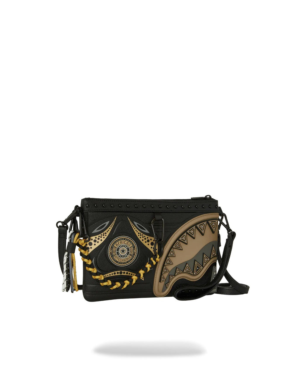 Pochette Sprayground AI WONDERLAND GOLD AND BLACK CROSSOVER CLUTCH