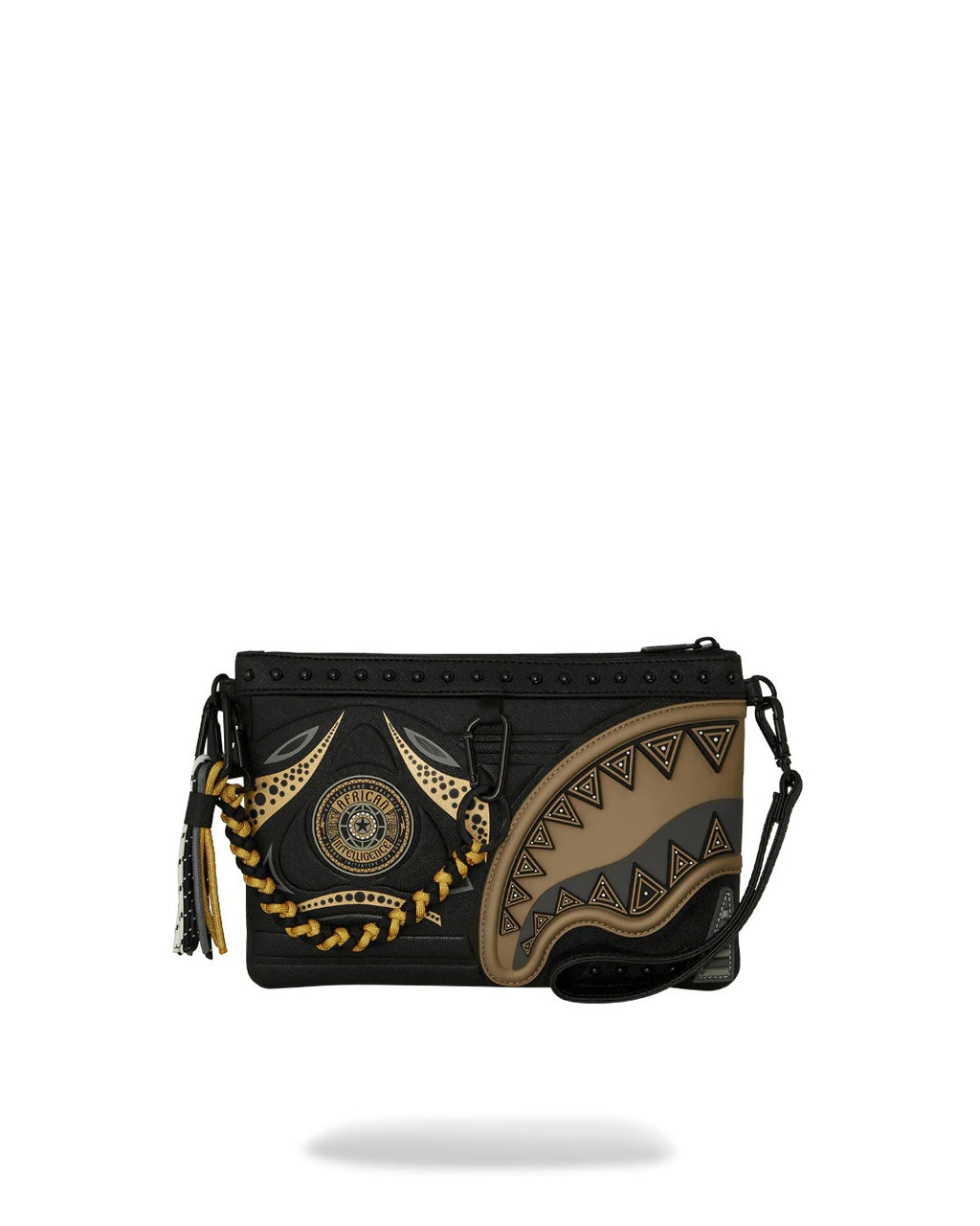 Pochette Sprayground AI WONDERLAND GOLD AND BLACK CROSSOVER CLUTCH