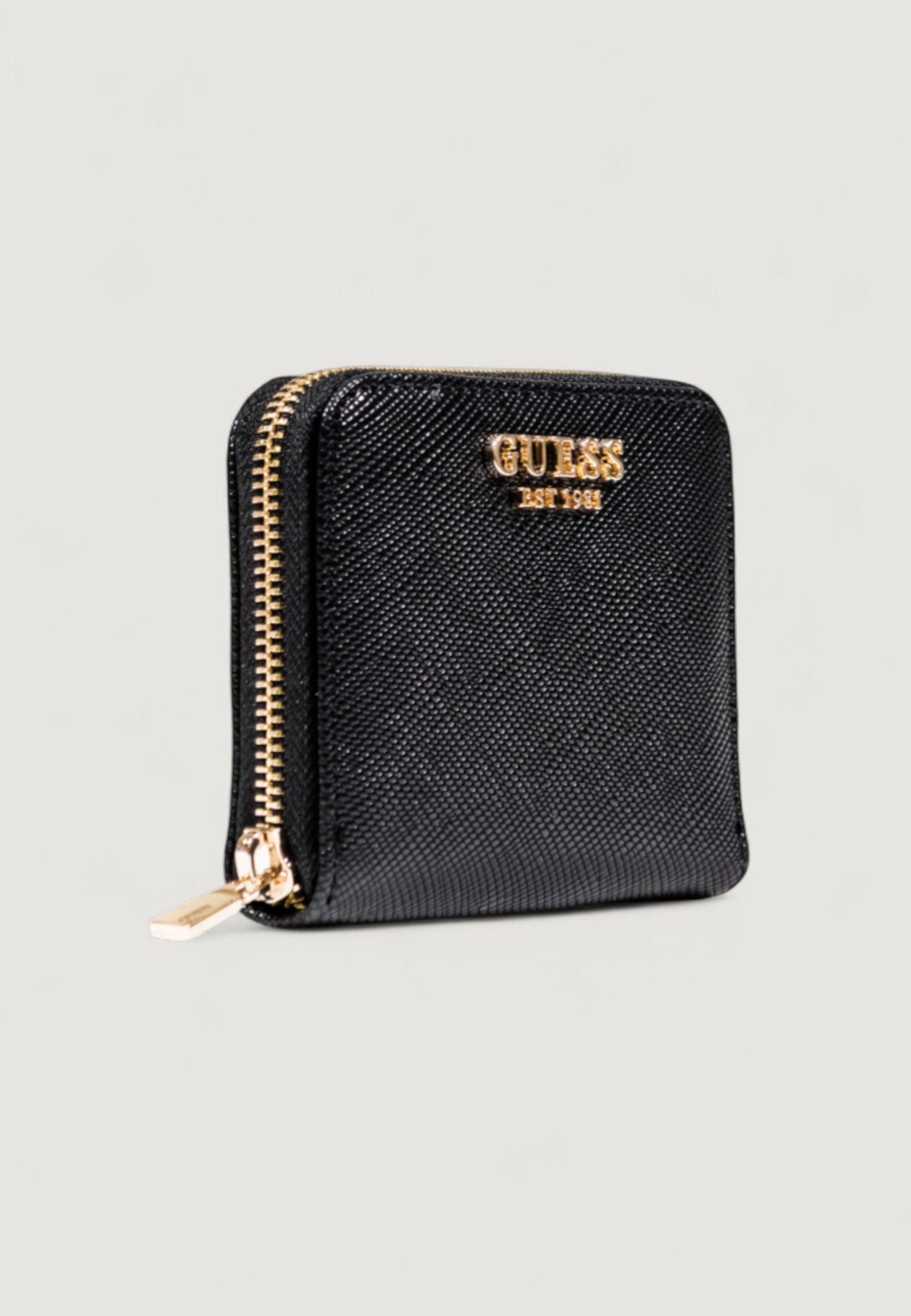 GUESS Portafoglio Donna Laurel SLG In Ecopelle Saffiano Bone (Avorio) - Due Comparti Con Zip, Slot Per Carte E Laccio Da Polso, 15x10x3.5 Cm
