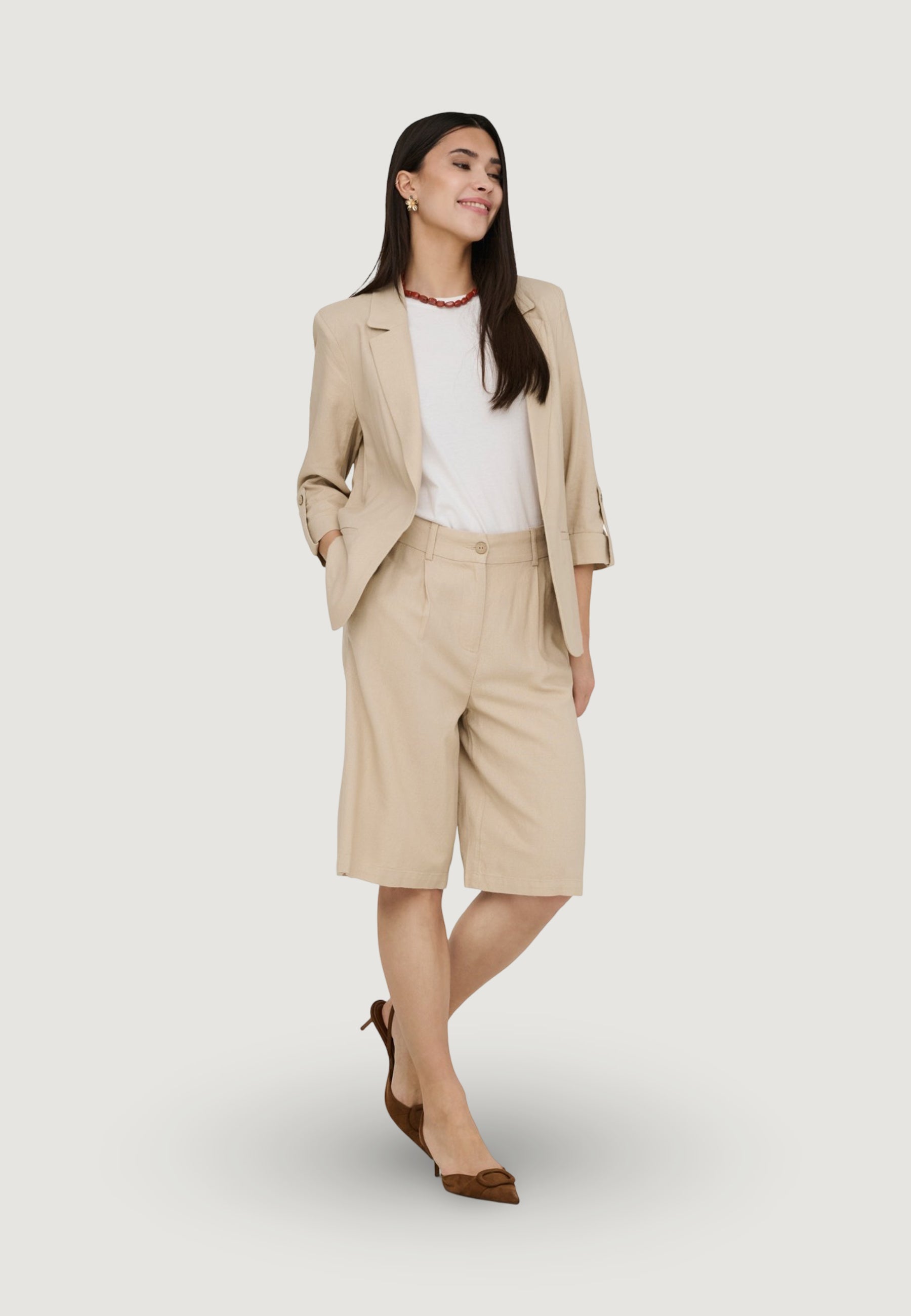 Shorts Only Onlgoa Hw Linen Bl Long Shorts Cc Tlr