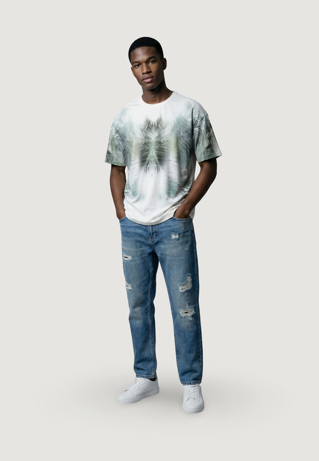 T-shirt Antony Morato REGULAR FIT WITH WATER PRINT AND RUBBER INJECTION LOGO PRINT ON BACK