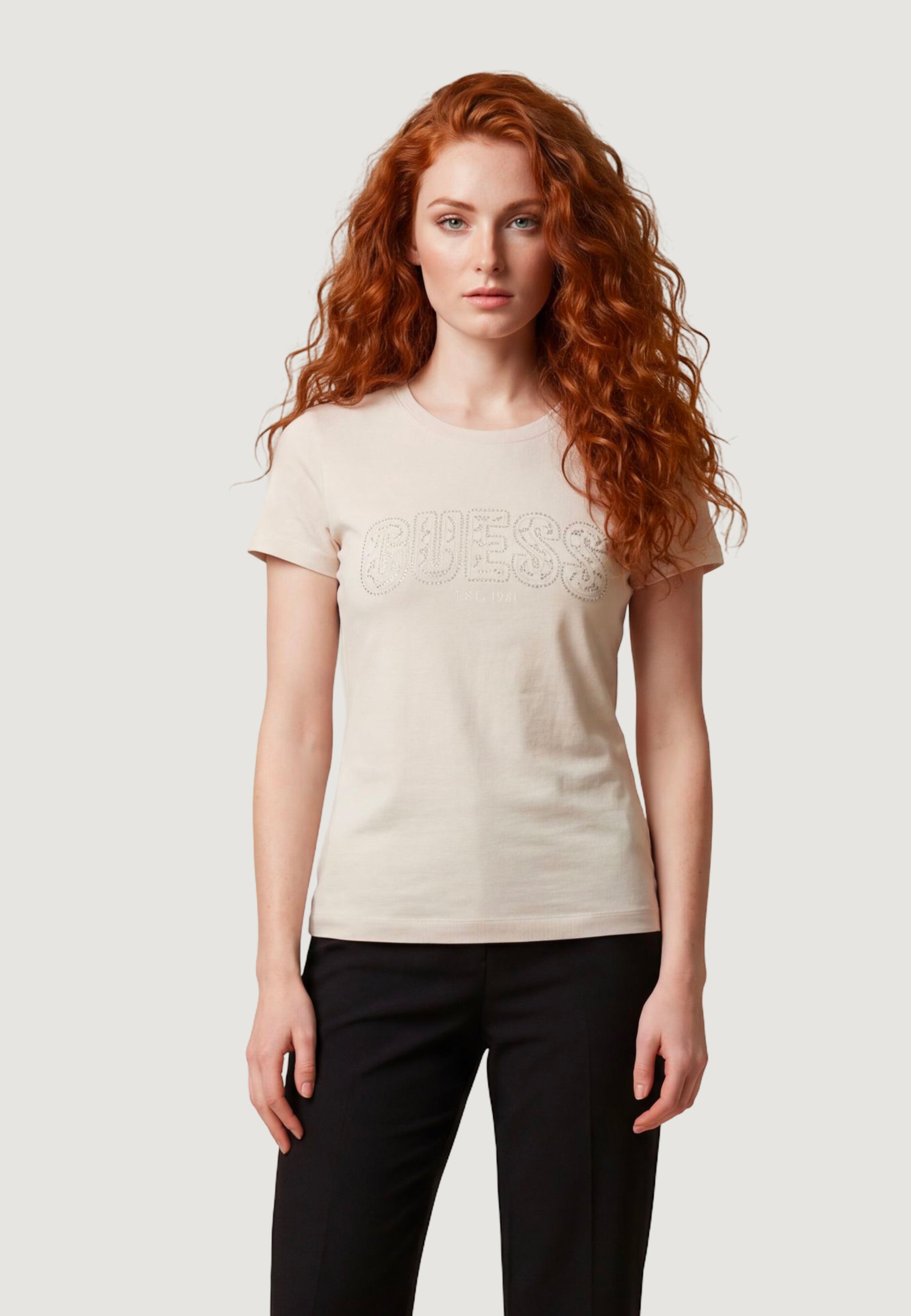 T-shirt Guess CN SS LOGO LACE TEE