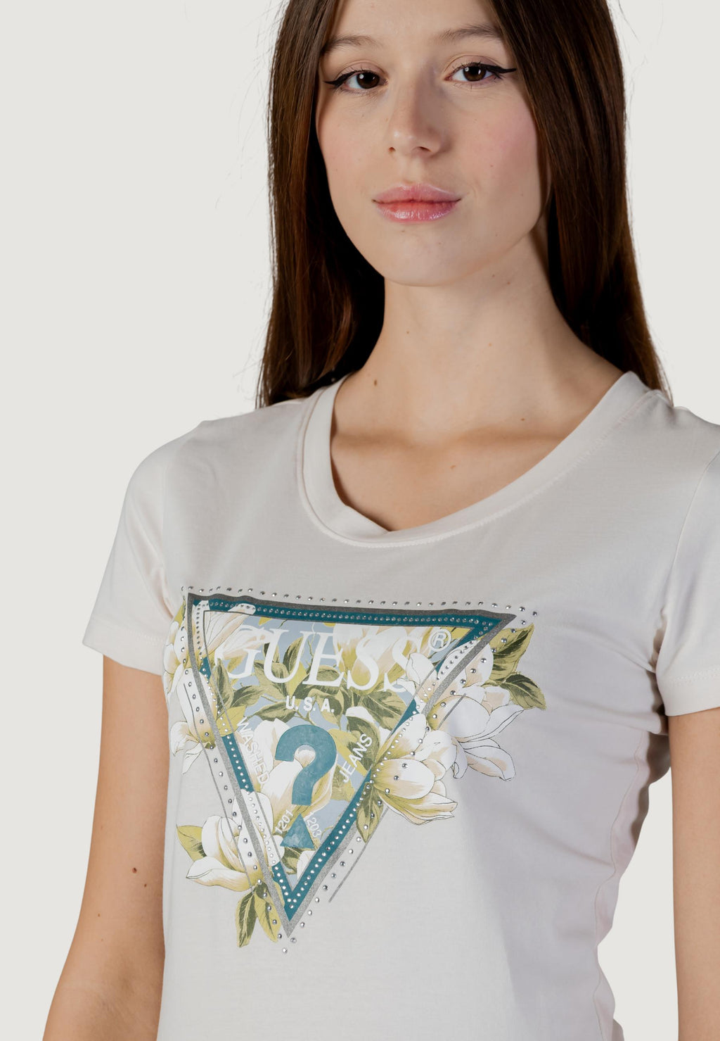 T-shirt Guess SS CN CAMELIA TRIANGLE TEE