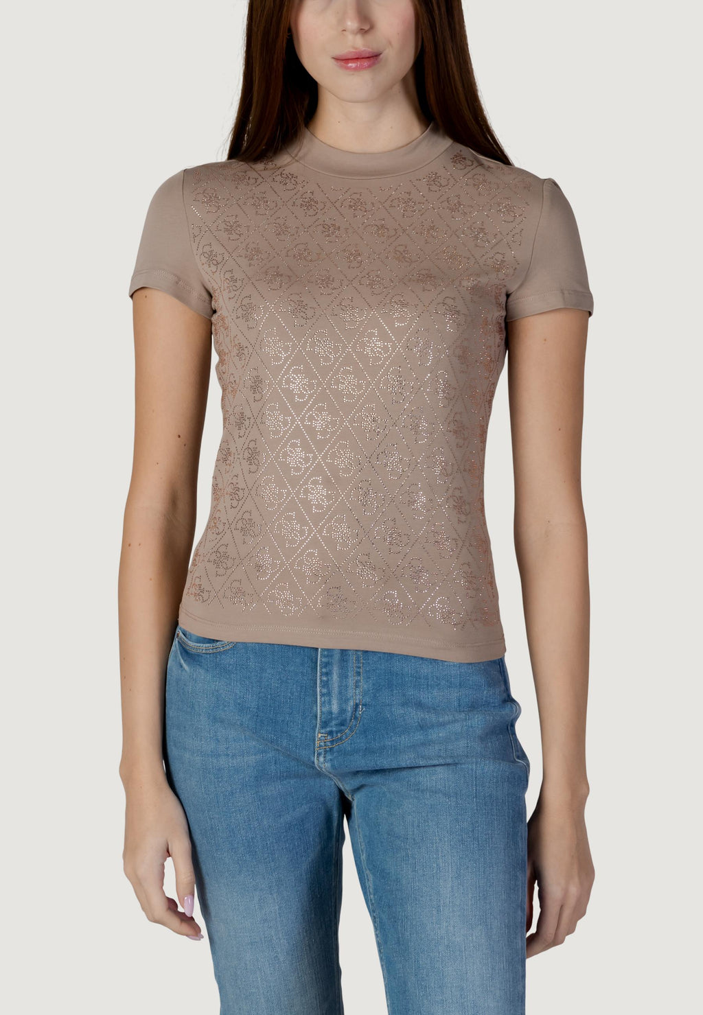 T-shirt Guess SS MOCK NECK ALL OVER 4G TEE