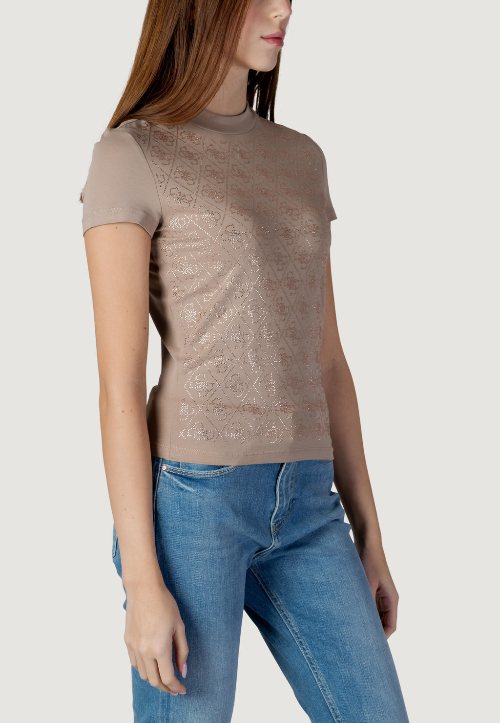 T-shirt Guess SS MOCK NECK ALL OVER 4G TEE