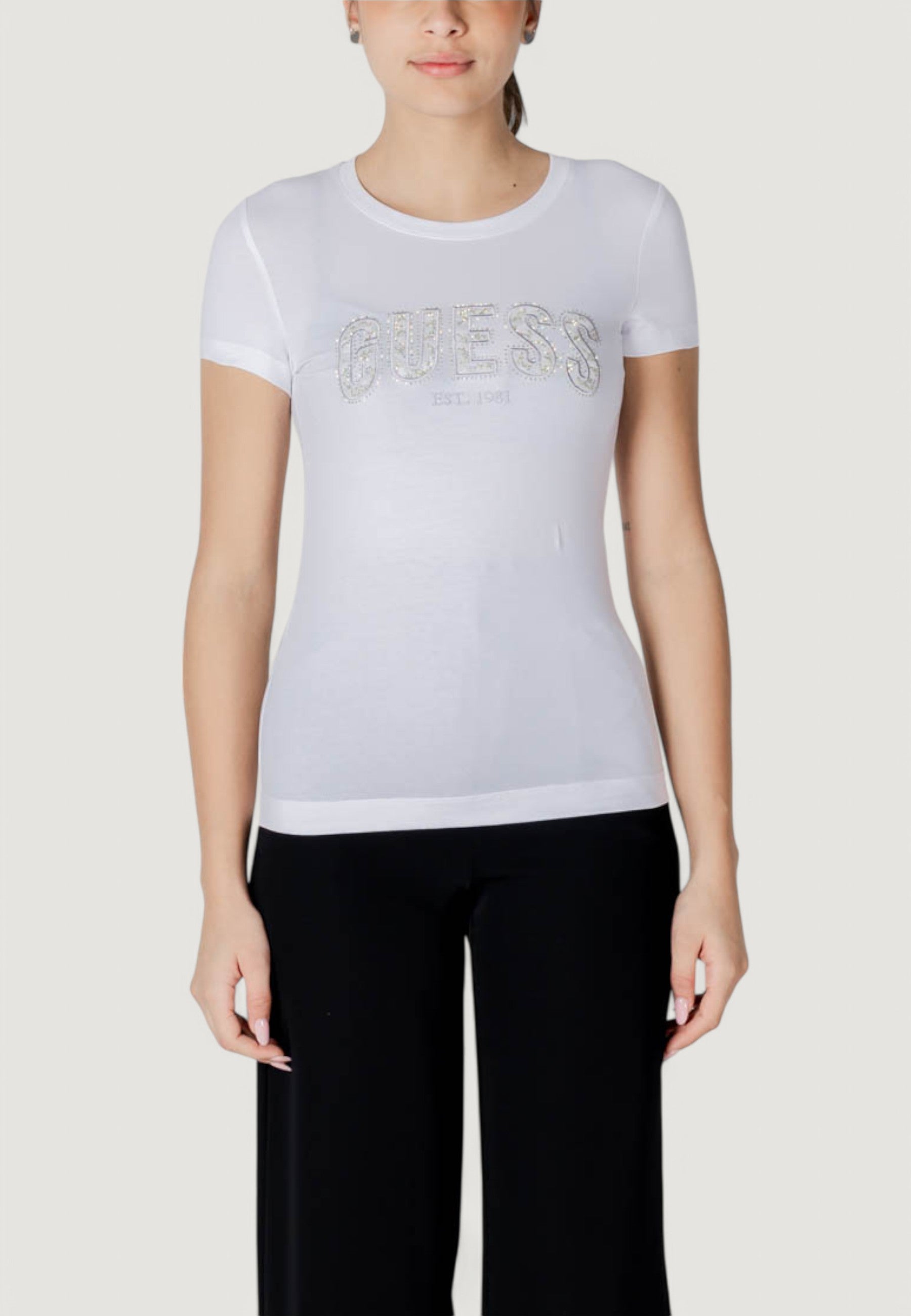 T-shirt Guess CN SS LOGO LACE TEE