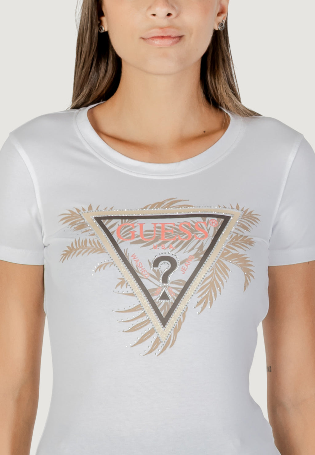 T-shirts Guess CN SS TRIANGLE PALM PRINT