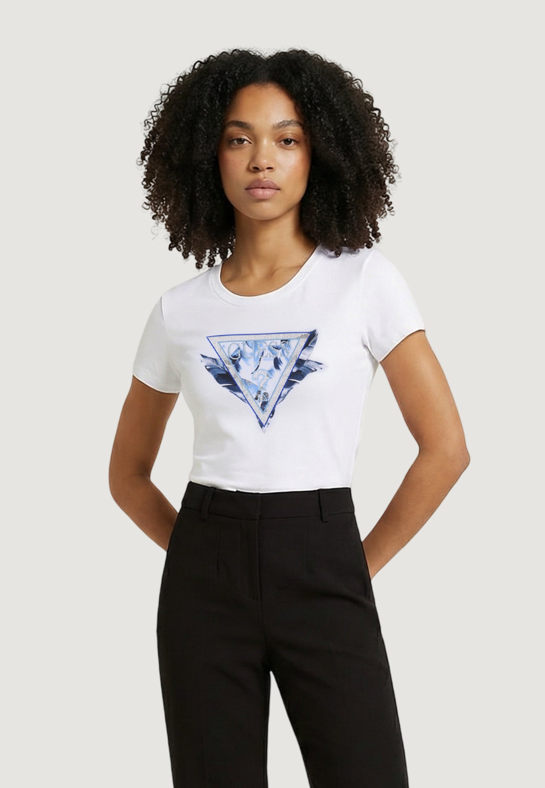 T-shirt Guess SS CN FEATHER TRIANGLE TEE