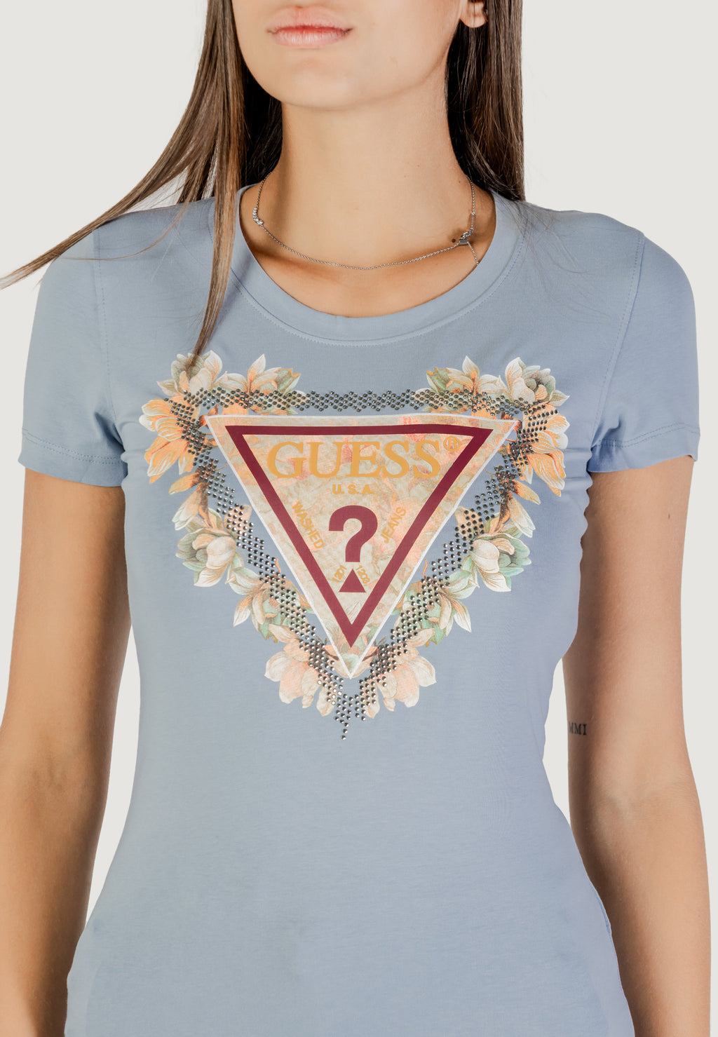 T-shirts Guess SS TRIANGLE FLOWERS TEE