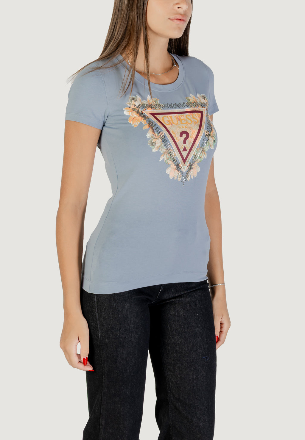 T-shirts Guess SS TRIANGLE FLOWERS TEE