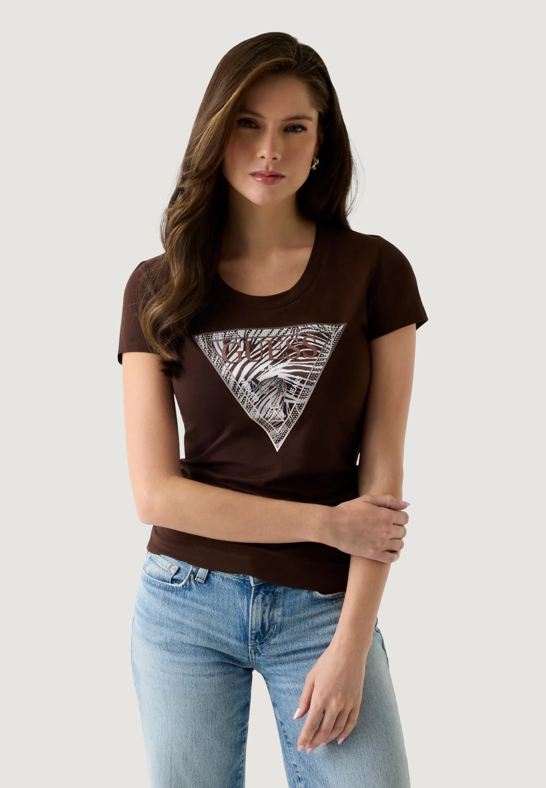 T-shirt Guess SS CN ZEBRA TRIANGLE TEE