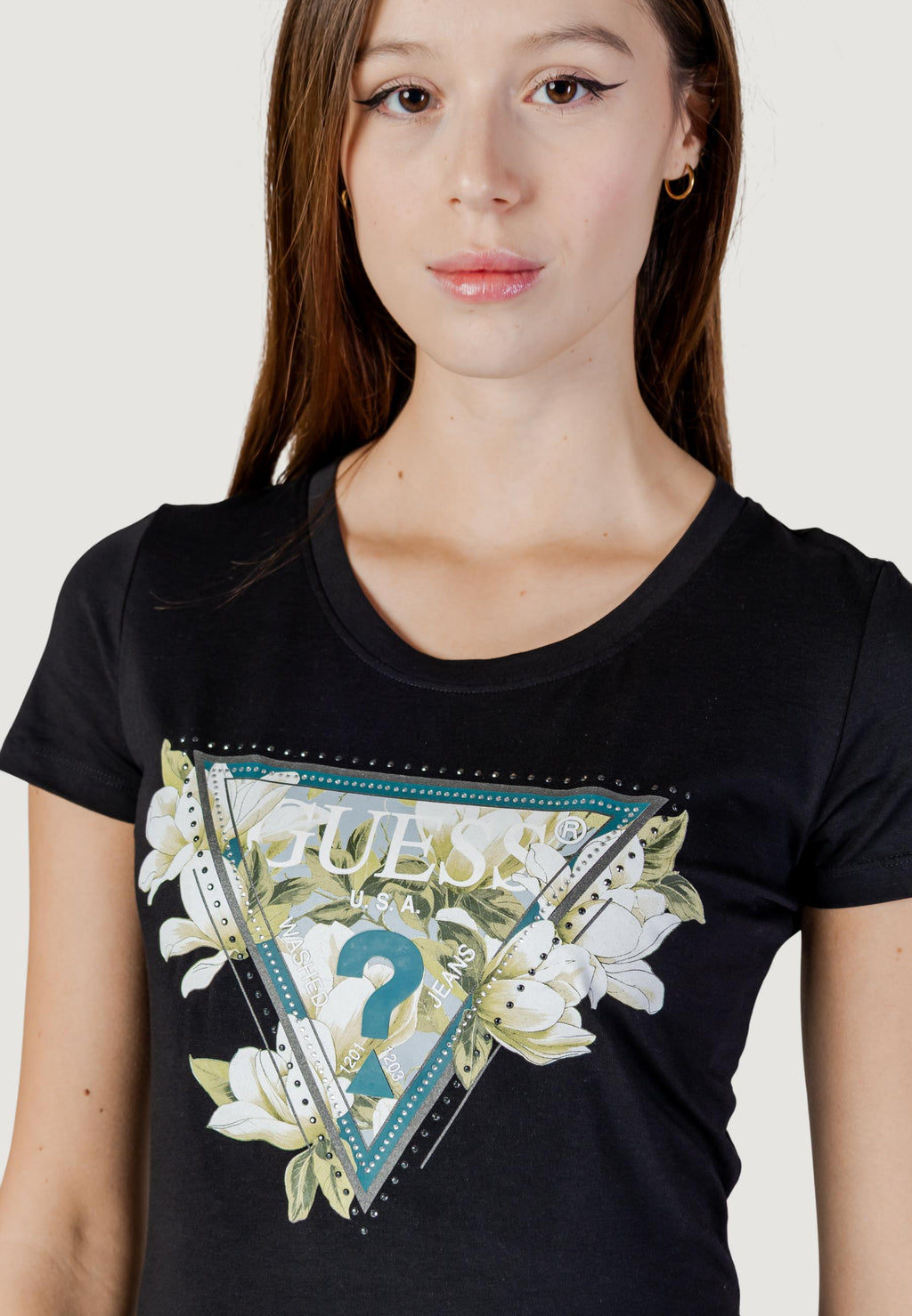 T-shirt Guess SS CN CAMELIA TRIANGLE TEE