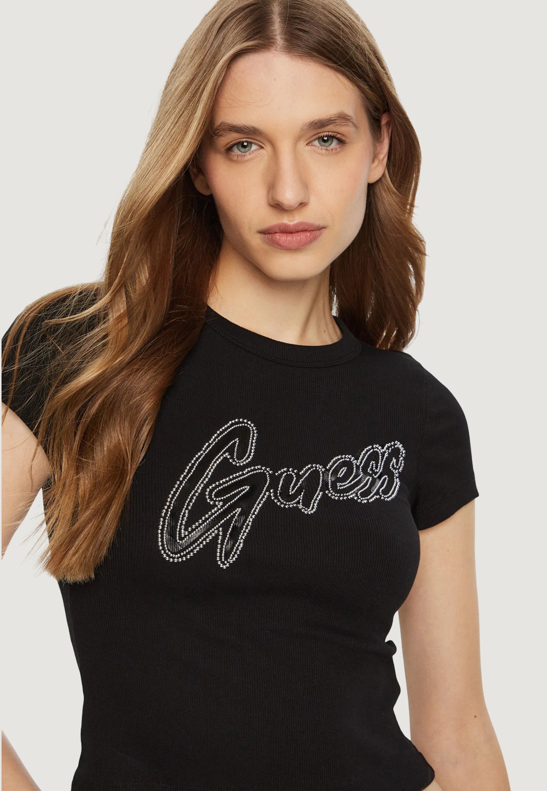 T-shirt Guess SS CN RIB LOGO TEE