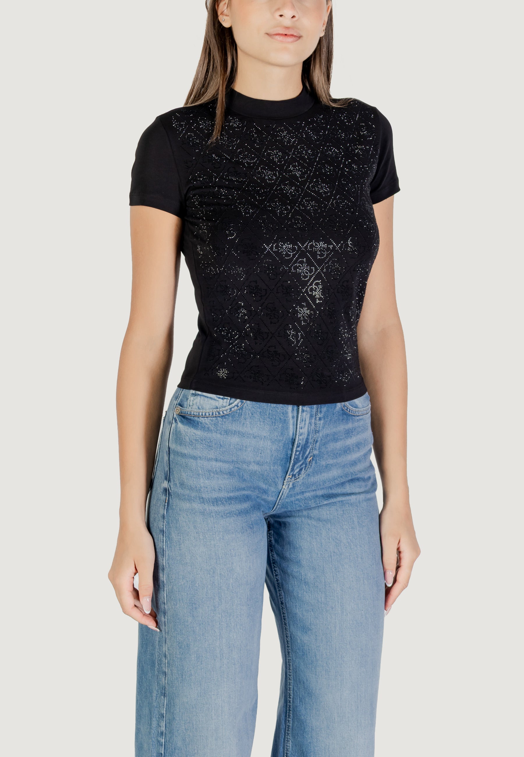 T-shirts Guess SS MOCK NECK ALL OVER 4G TEE