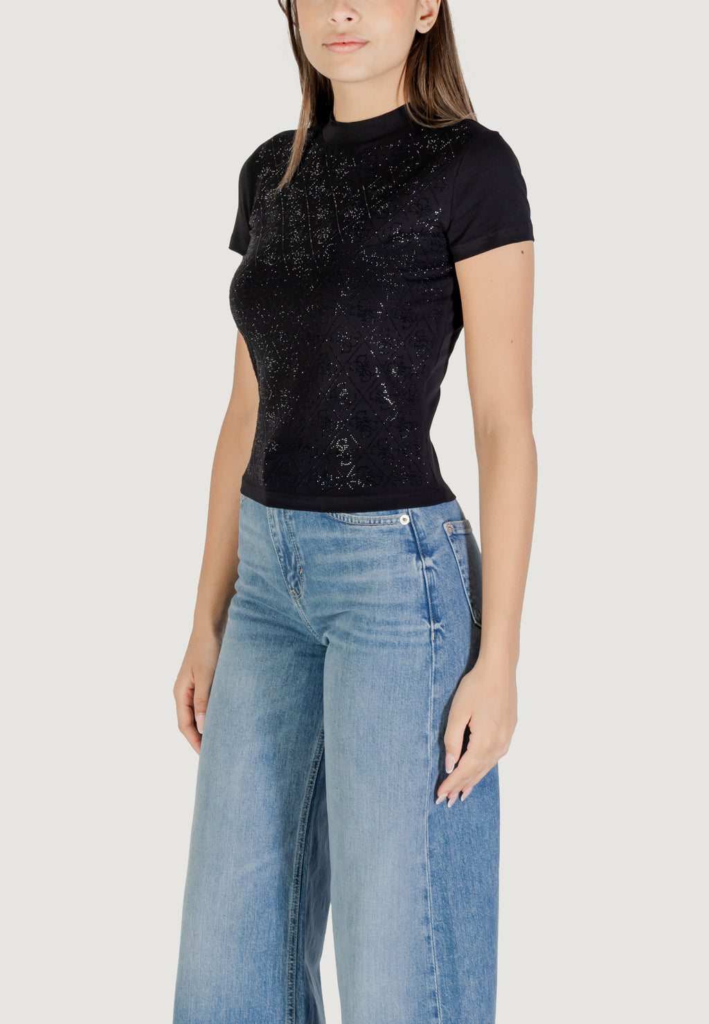 T-shirts Guess SS MOCK NECK ALL OVER 4G TEE